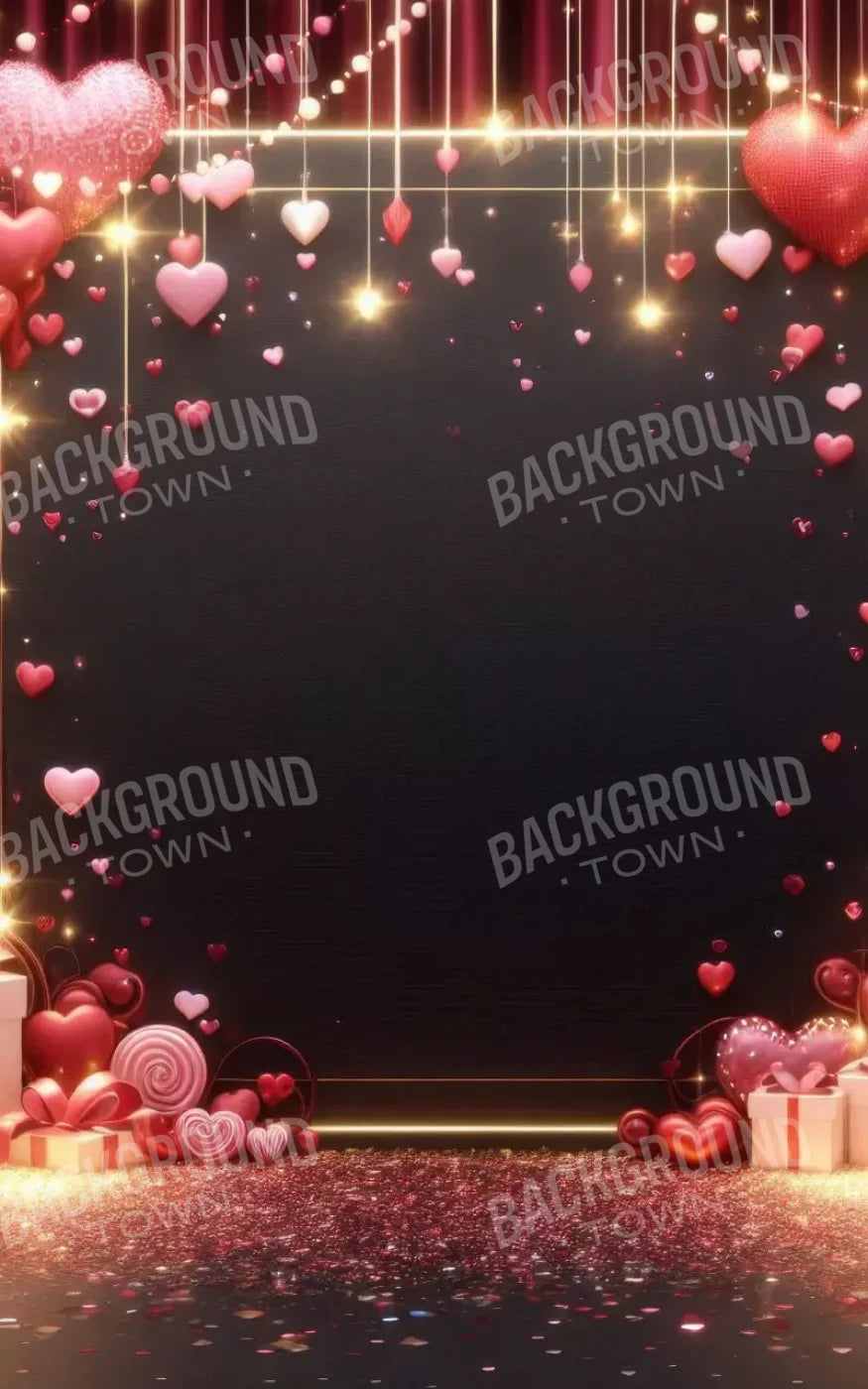 Valentines Hearts 5’X8’ Ultracloth (60 X 96 Inch) Backdrop