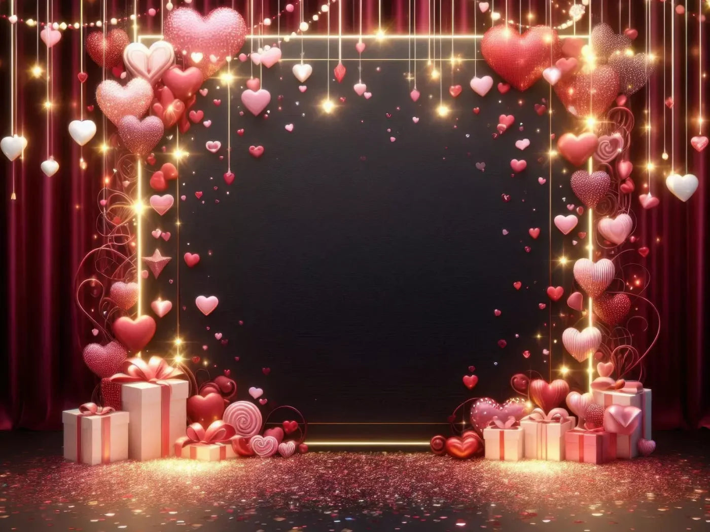 Valentines Hearts 6’8X5’ Fleece (80 X 60 Inch) Backdrop