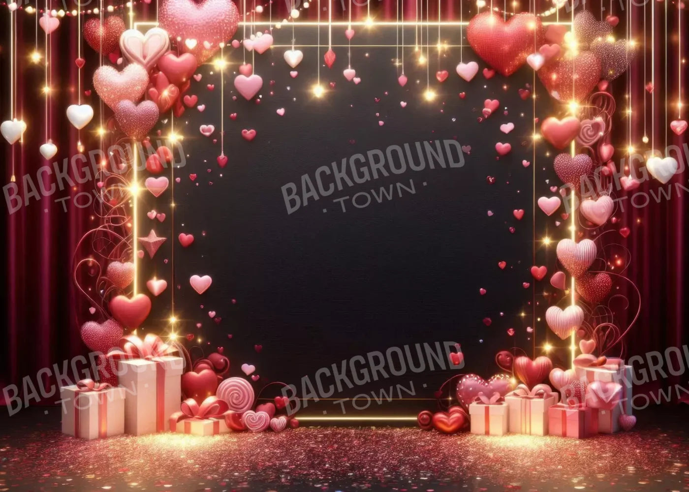 Valentines Hearts 7’X5’ Ultracloth (84 X 60 Inch) Backdrop