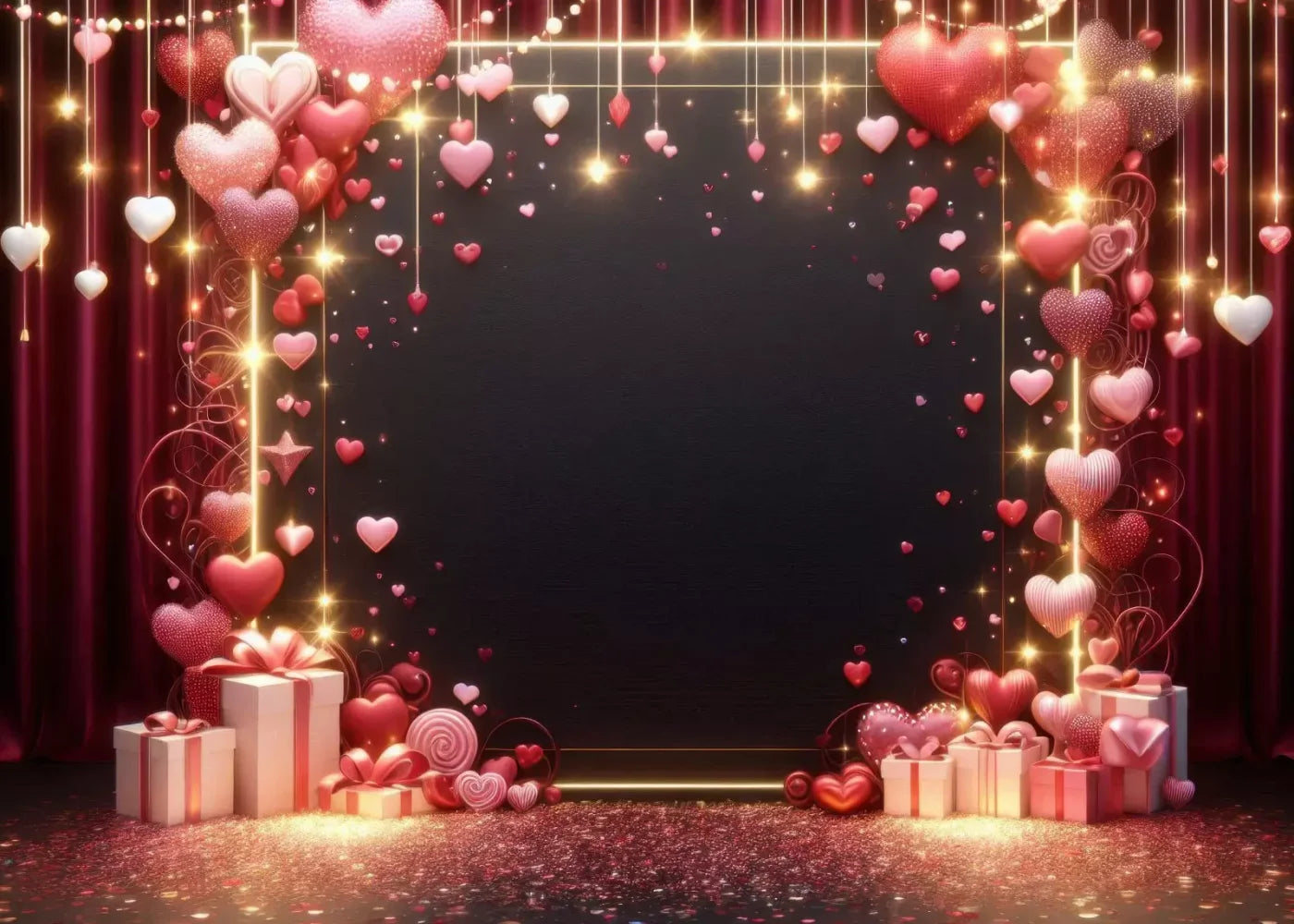 Valentines Hearts 7’X5’ Ultracloth (84 X 60 Inch) Backdrop
