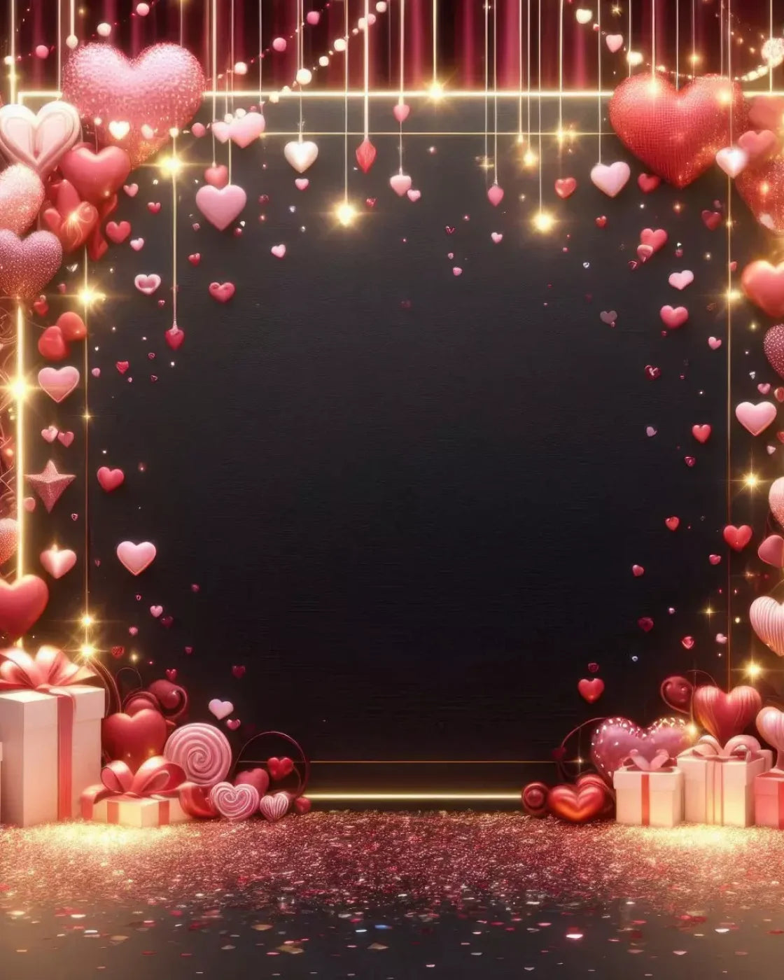 Valentines Hearts 8’X10’ Fleece (96 X 120 Inch) Backdrop