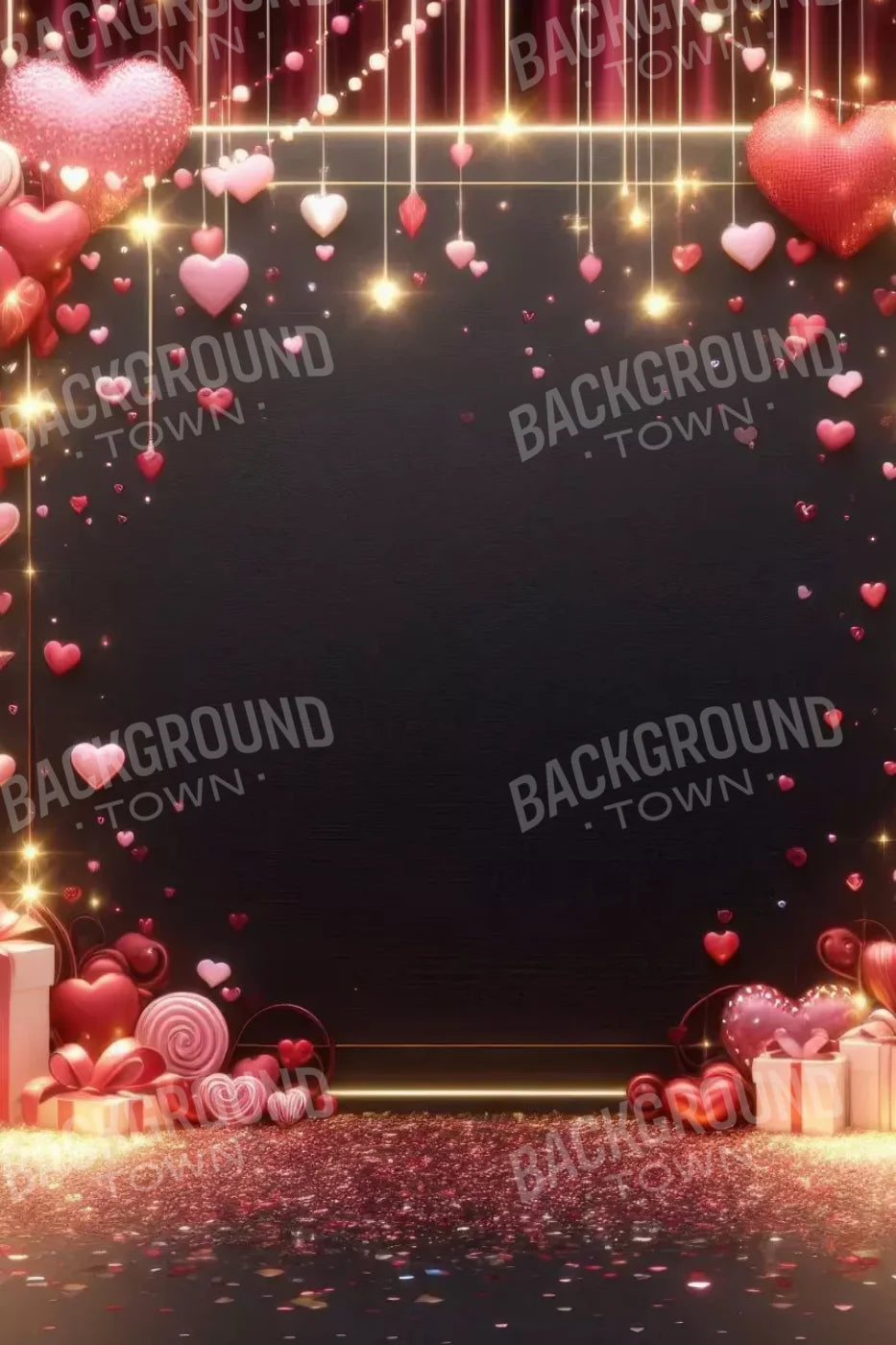 Valentines Hearts 8’X12’ Ultracloth (96 X 144 Inch) Backdrop