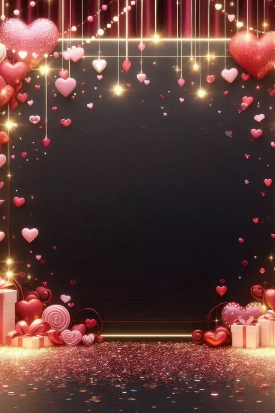 Valentines Hearts 8’X12’ Ultracloth (96 X 144 Inch) Backdrop