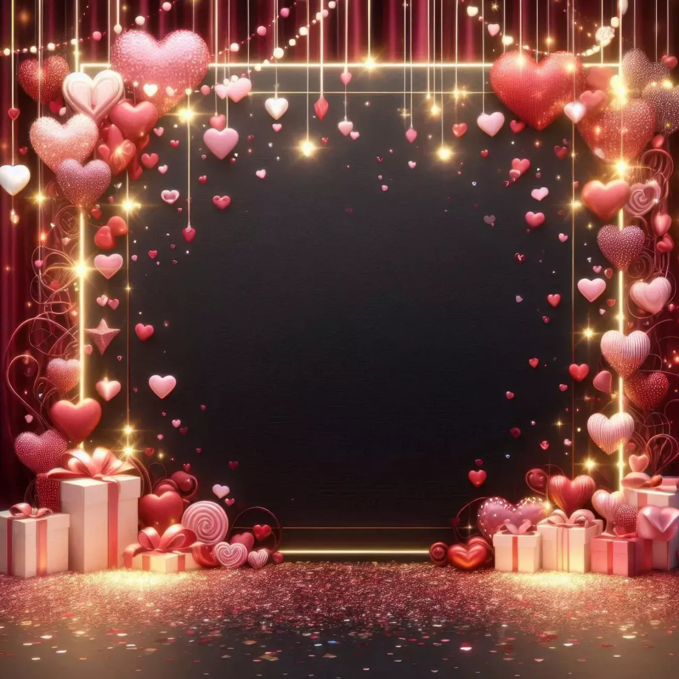 Valentines Hearts 8’X8’ Fleece (96 X Inch) Backdrop