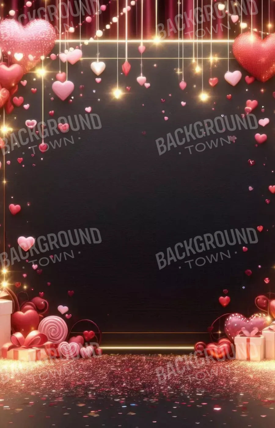 Valentines Hearts 9’X14’ Ultracloth (108 X 168 Inch) Backdrop