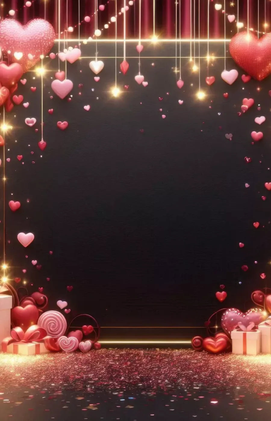 Valentines Hearts 9’X14’ Ultracloth (108 X 168 Inch) Backdrop