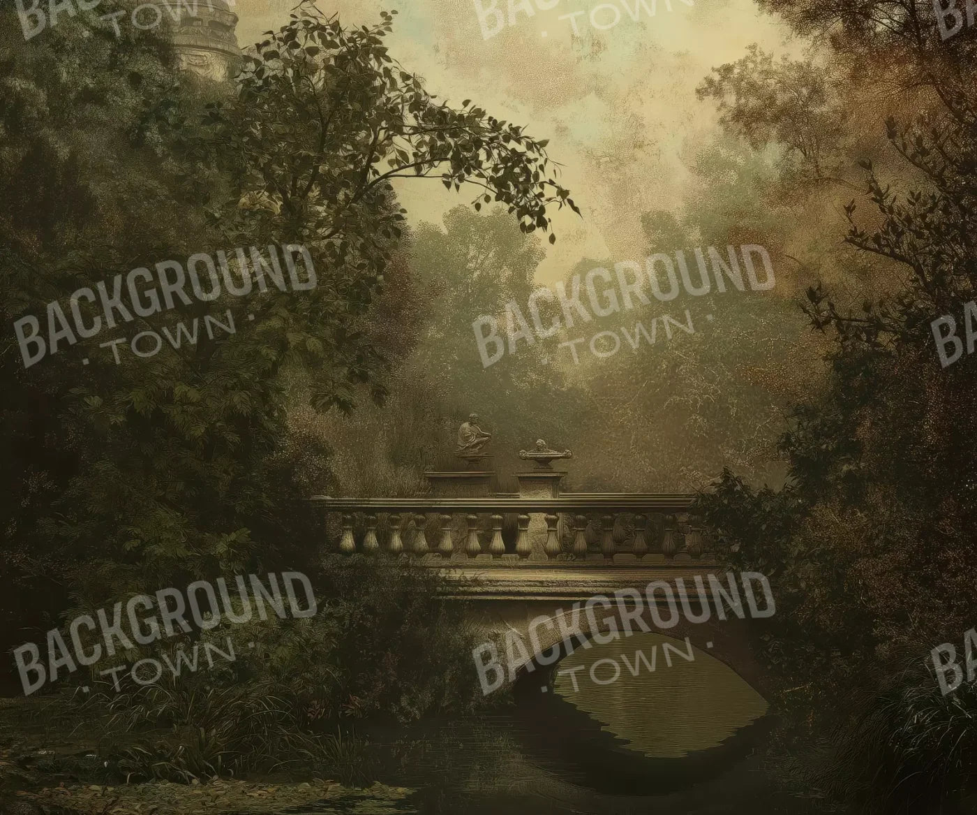 Victorian Bridge Over Water 5’x4’2 Fleece (60 x 50 inch) Backdrop
