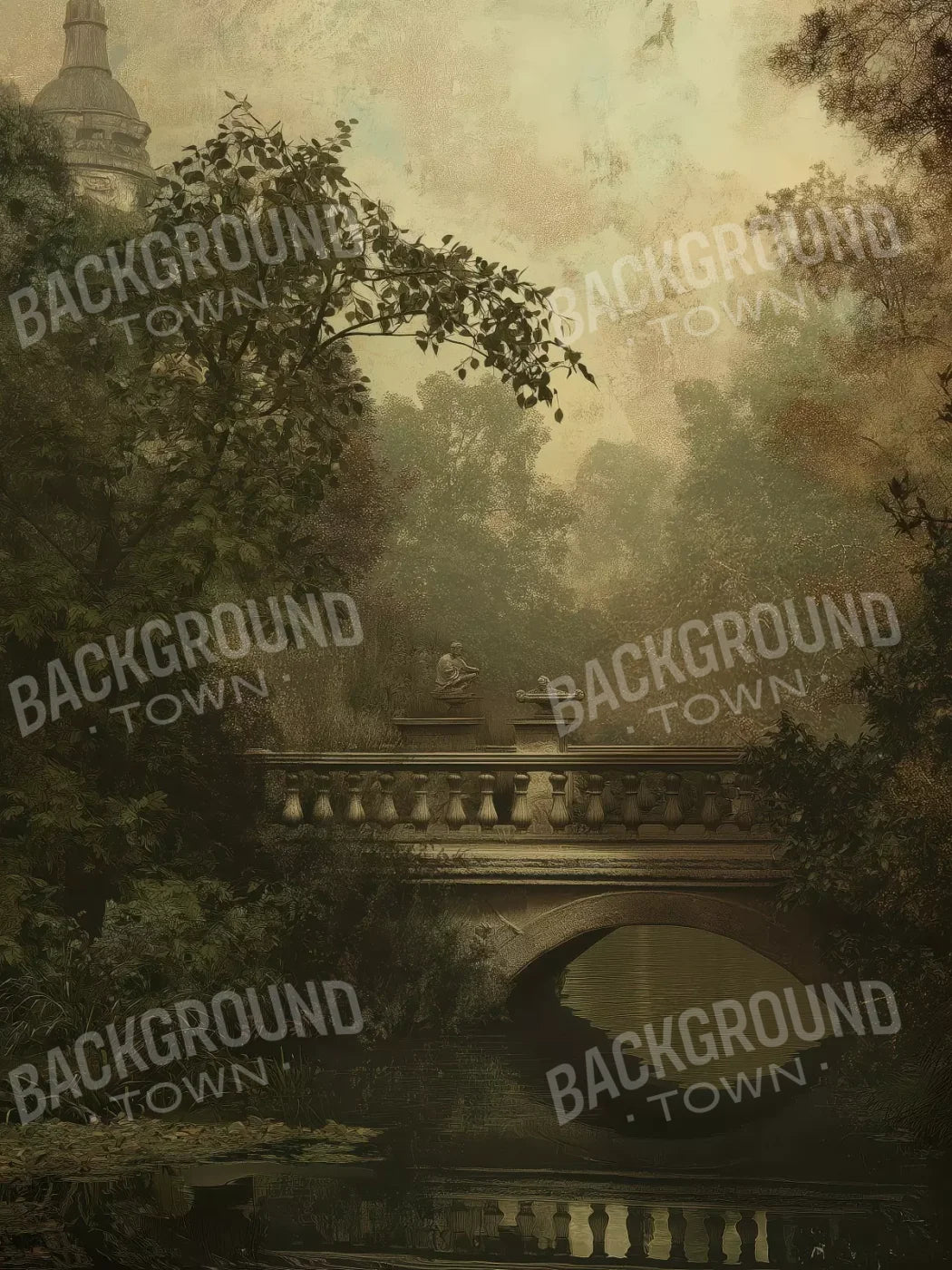 Victorian Bridge Over Water 5’x6’8 Fleece (60 x 80 inch) Backdrop