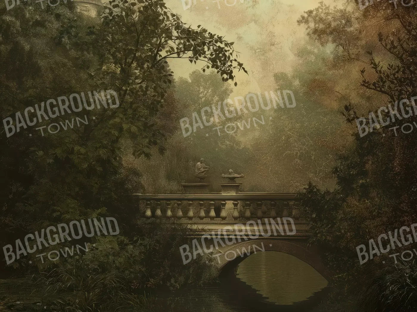 Victorian Bridge Over Water 6’8x5’ Fleece (80 x 60 inch) Backdrop