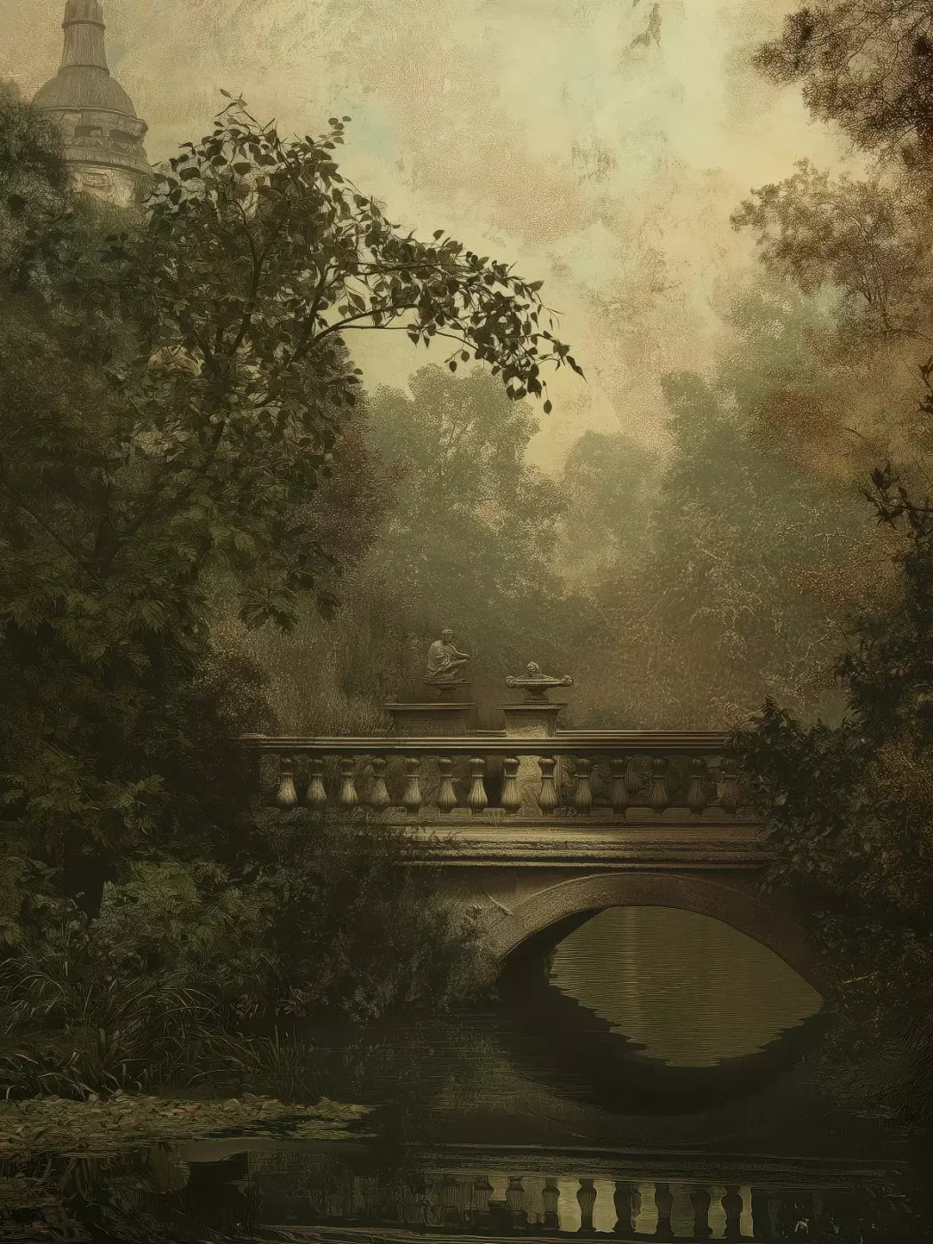 Victorian Bridge Over Water 6’x8’ Fleece (72 x 96 inch) Backdrop