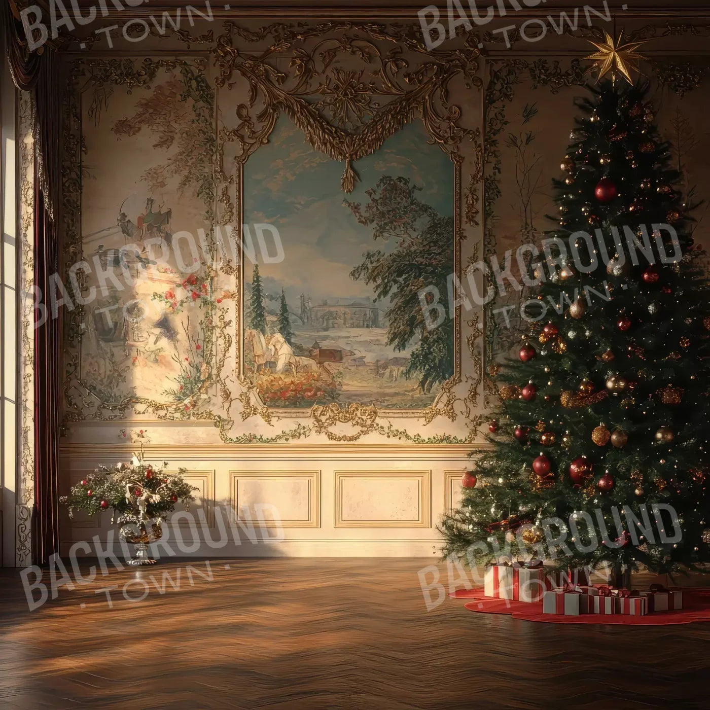 Victorian Christmas Morning 10’x10’ UltraCloth (120 x 120 inch) Backdrop