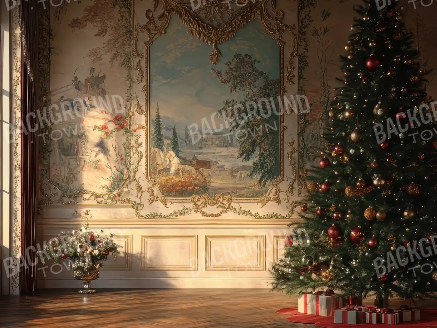 Victorian Christmas Morning 6’8x5’ Fleece (80 x 60 inch) Backdrop