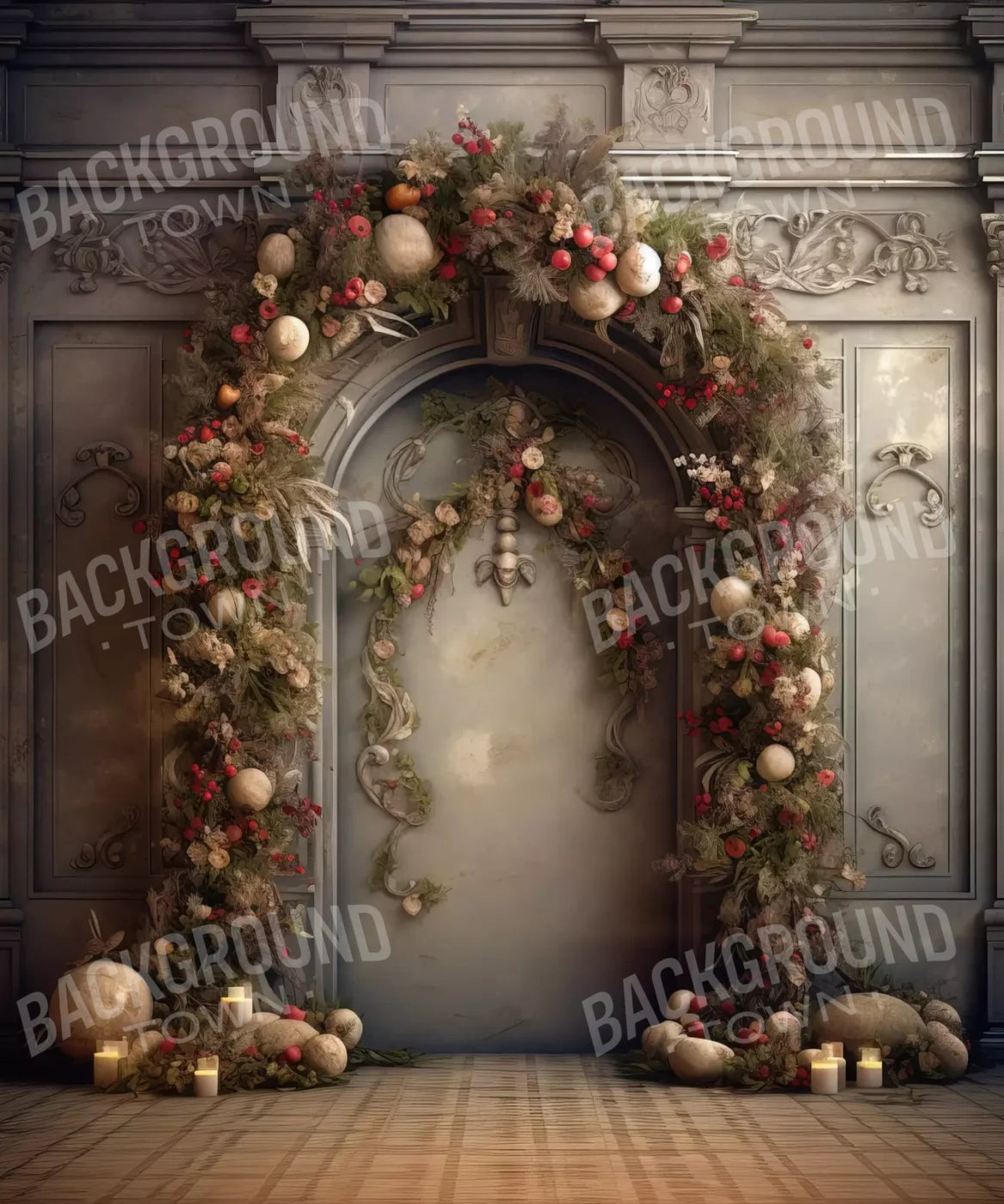 Victorian Christmas Arch 10’X12’ Ultracloth (120 X 144 Inch) Backdrop