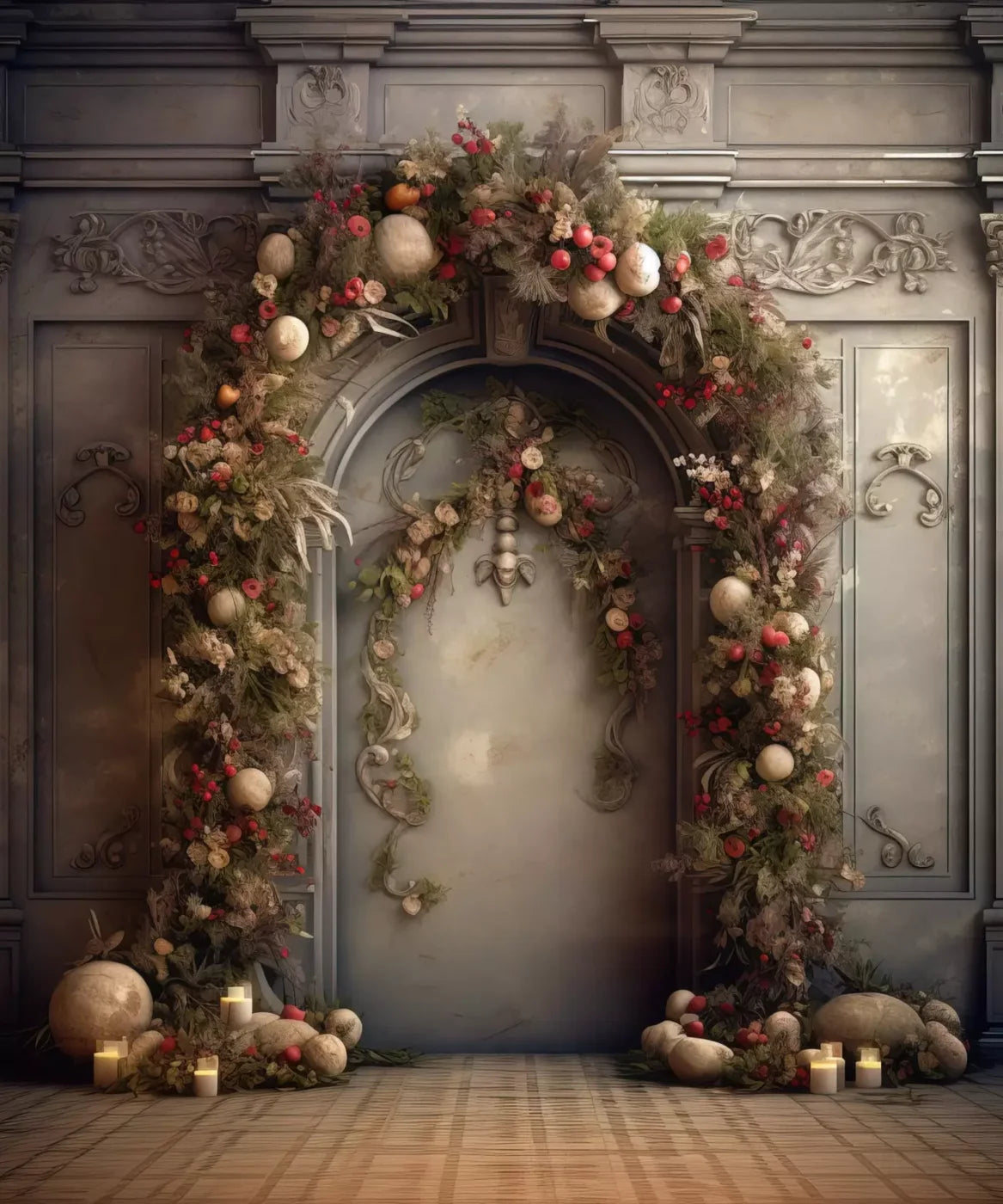 Victorian Christmas Arch 10’X12’ Ultracloth (120 X 144 Inch) Backdrop