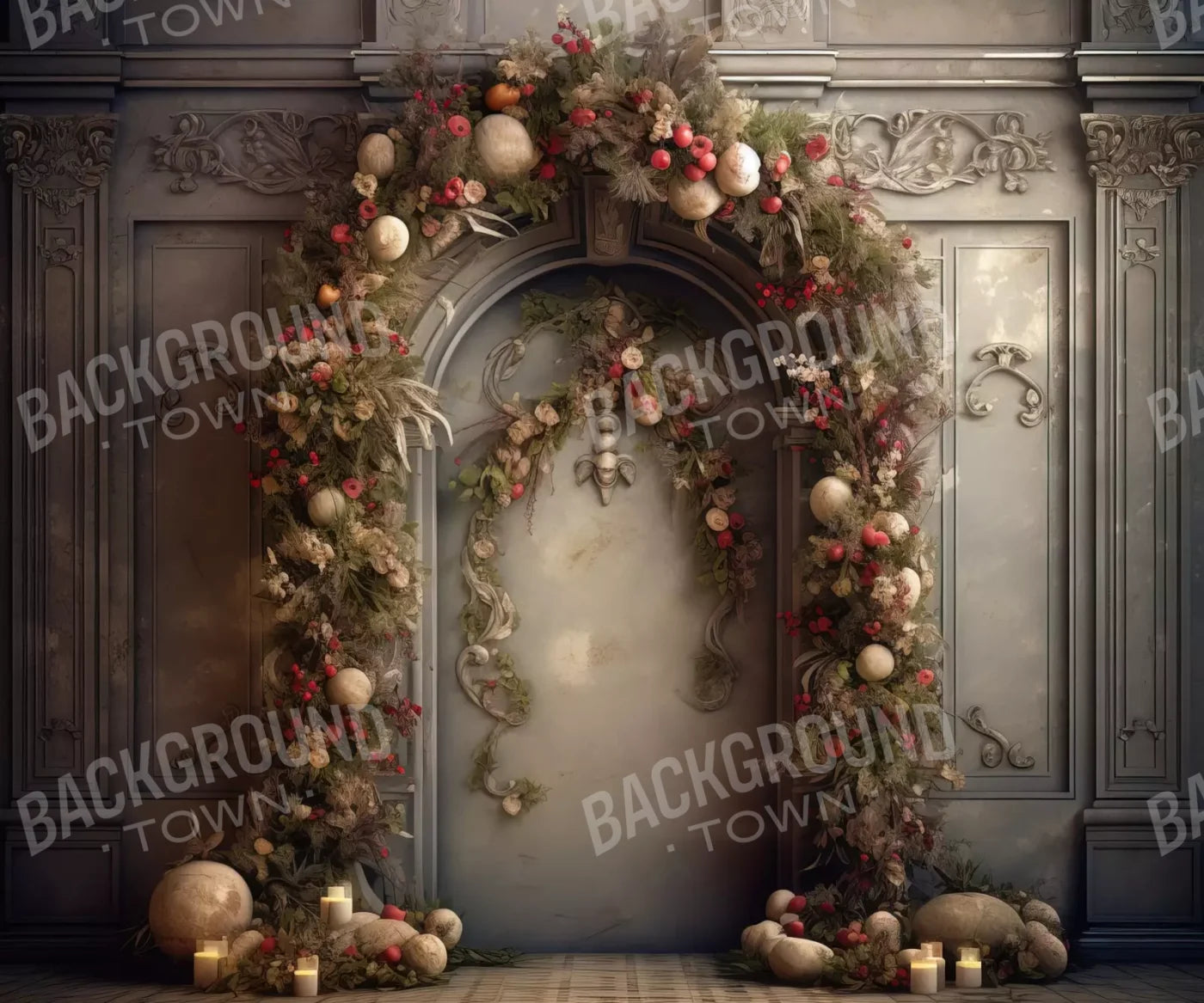 Victorian Christmas Arch 12’X10’ Ultracloth (144 X 120 Inch) Backdrop