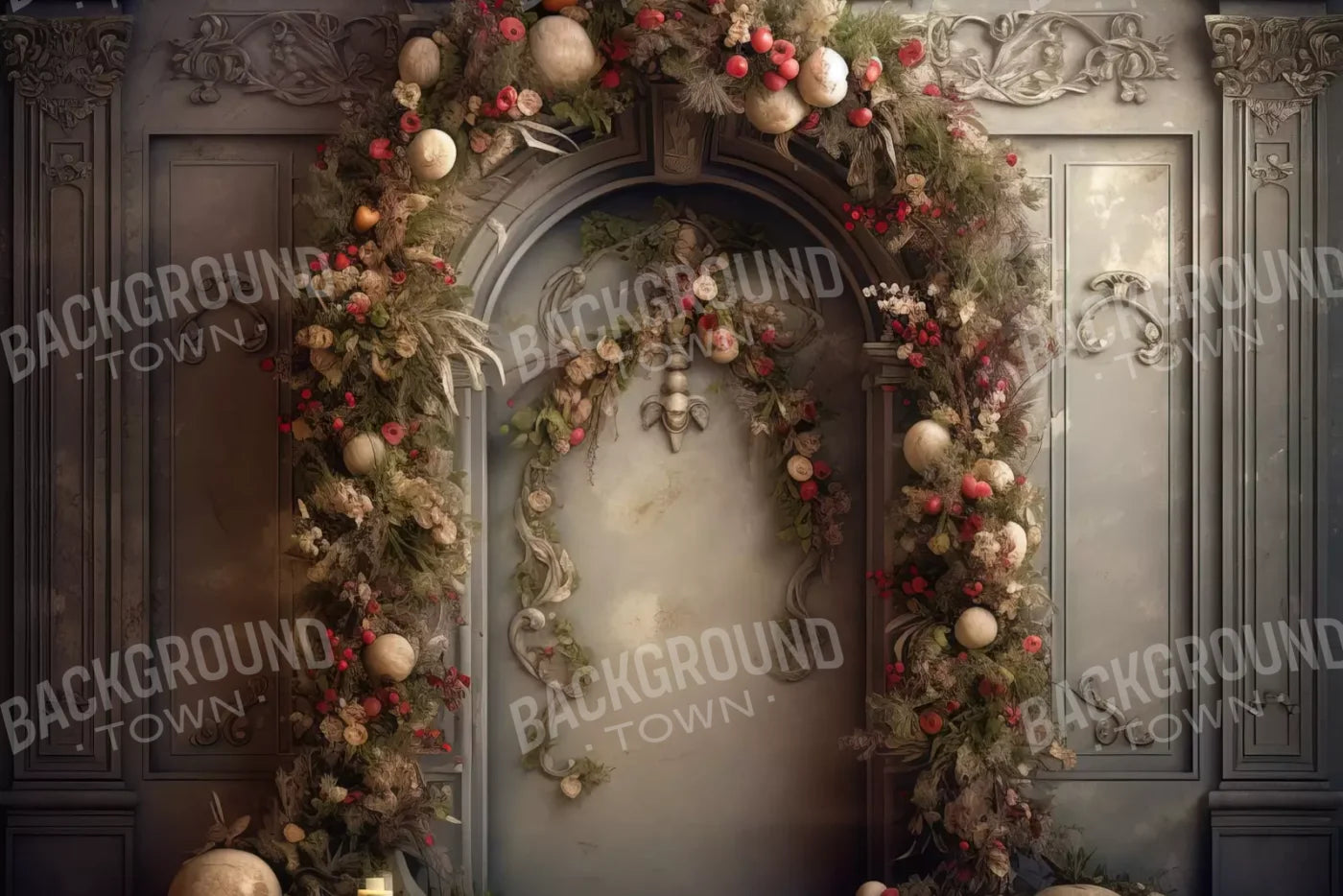 Victorian Christmas Arch 12’X8’ Ultracloth (144 X 96 Inch) Backdrop