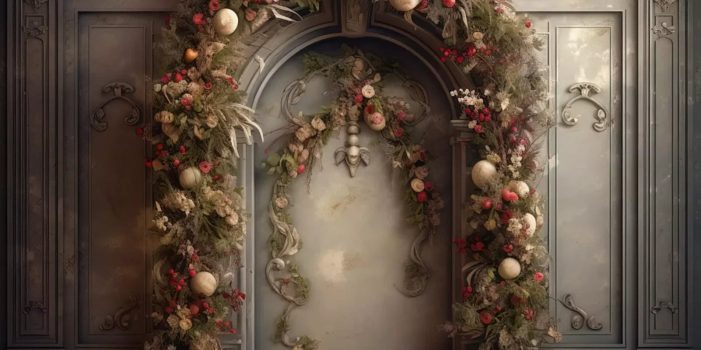 Victorian Christmas Arch 16’X8’ Ultracloth (192 X 96 Inch) Backdrop