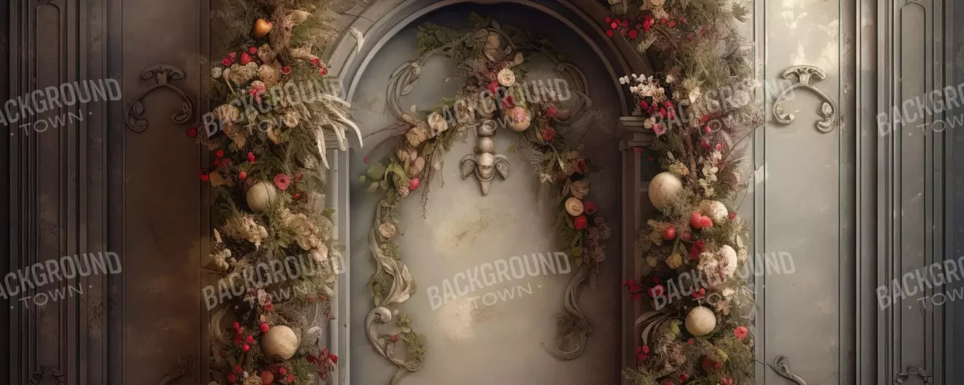 Victorian Christmas Arch 20’X8’ Ultracloth (240 X 96 Inch) Backdrop