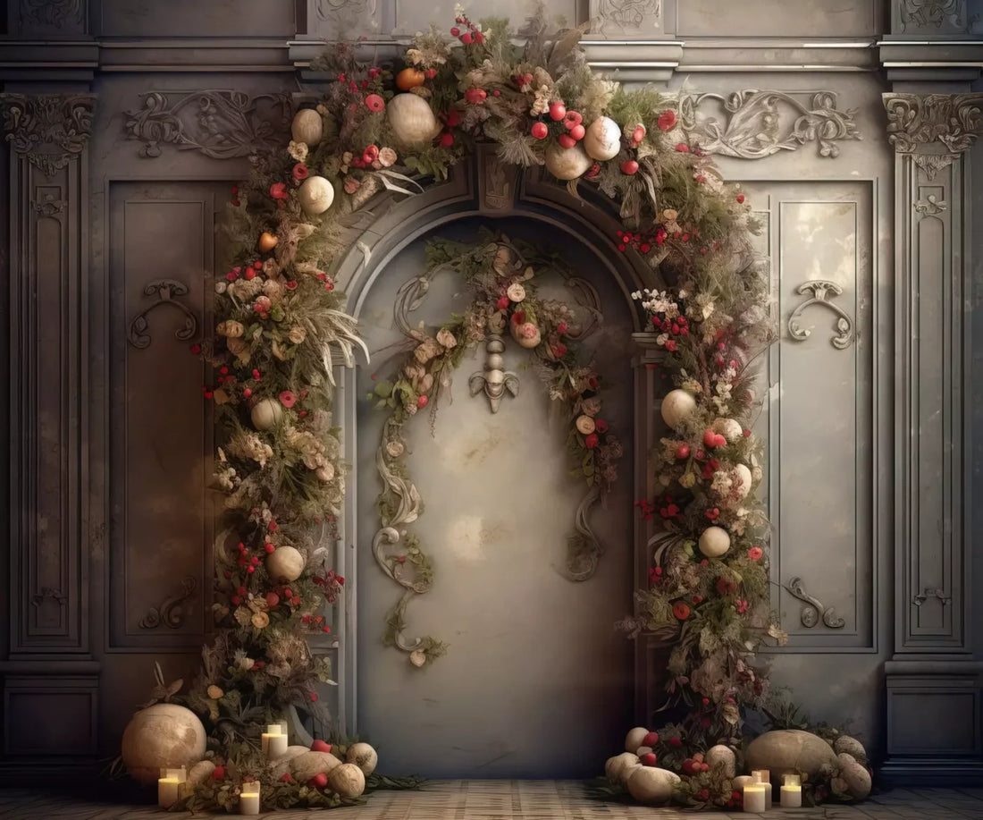 Victorian Christmas Arch 5’X4’2 Fleece (60 X 50 Inch) Backdrop