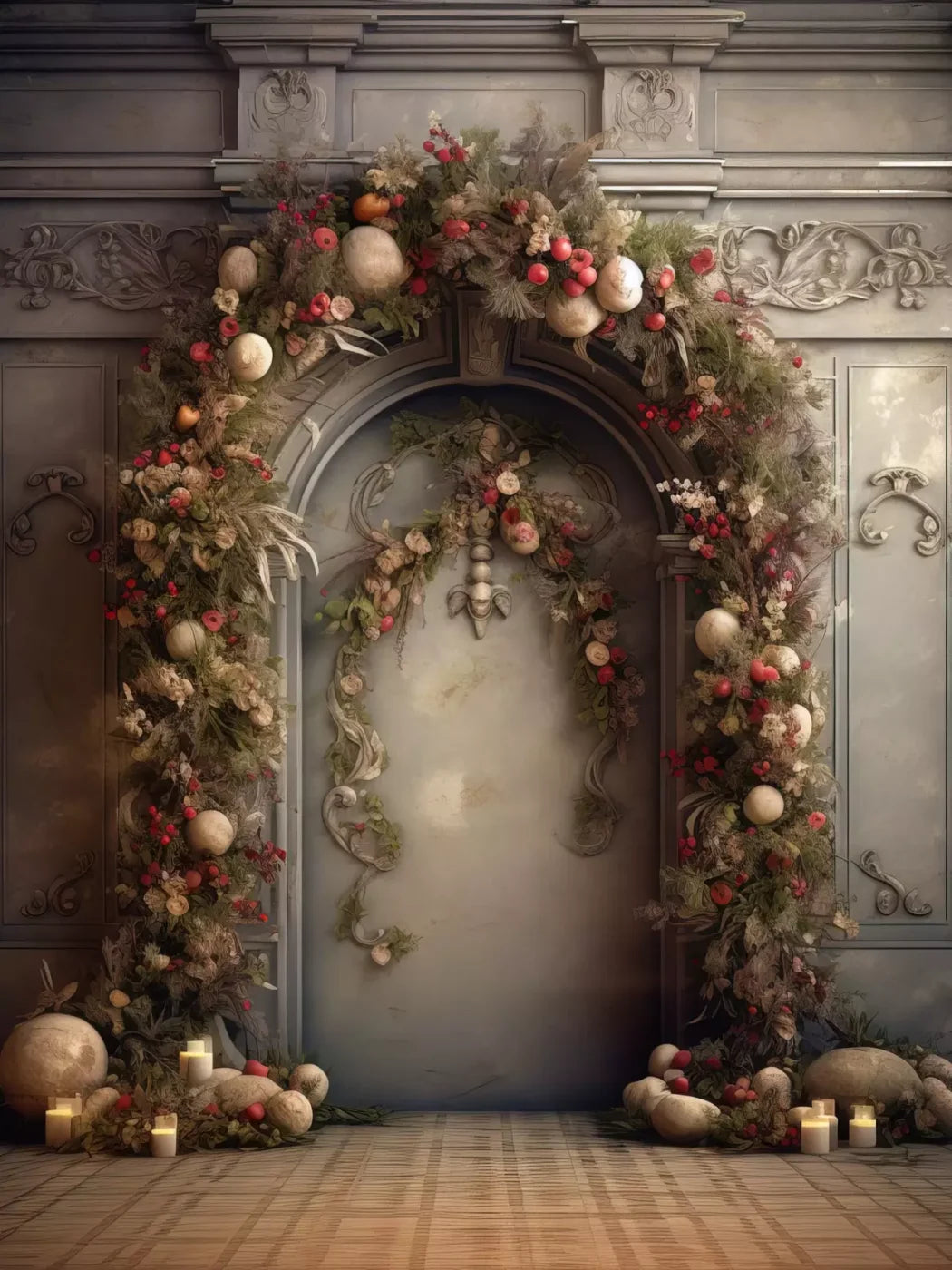 Victorian Christmas Arch 5’X6’8 Fleece (60 X 80 Inch) Backdrop