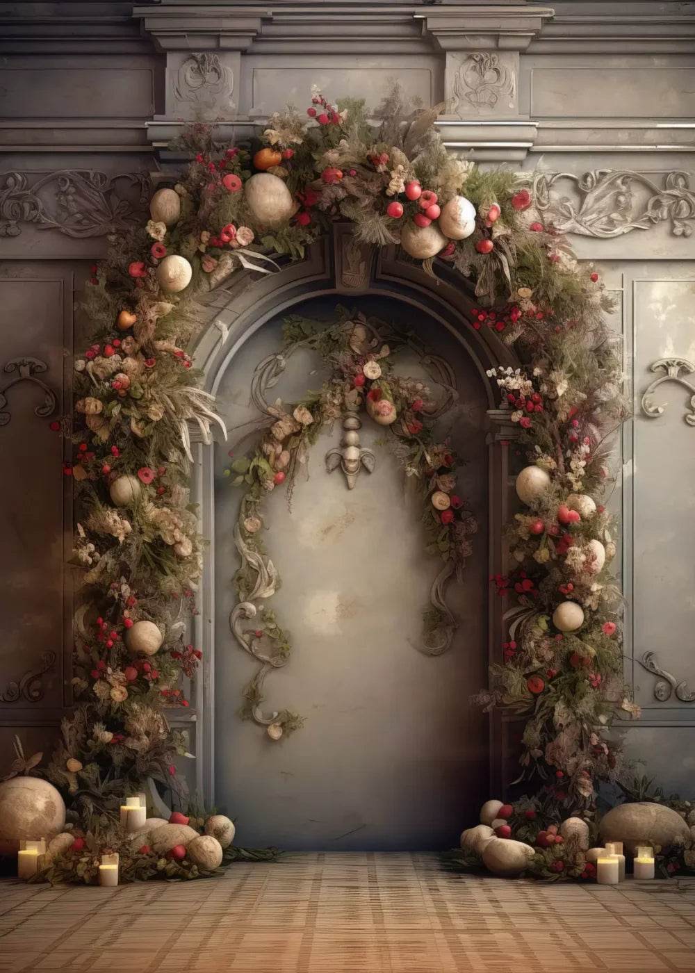 Victorian Christmas Arch 5’X7’ Ultracloth (60 X 84 Inch) Backdrop