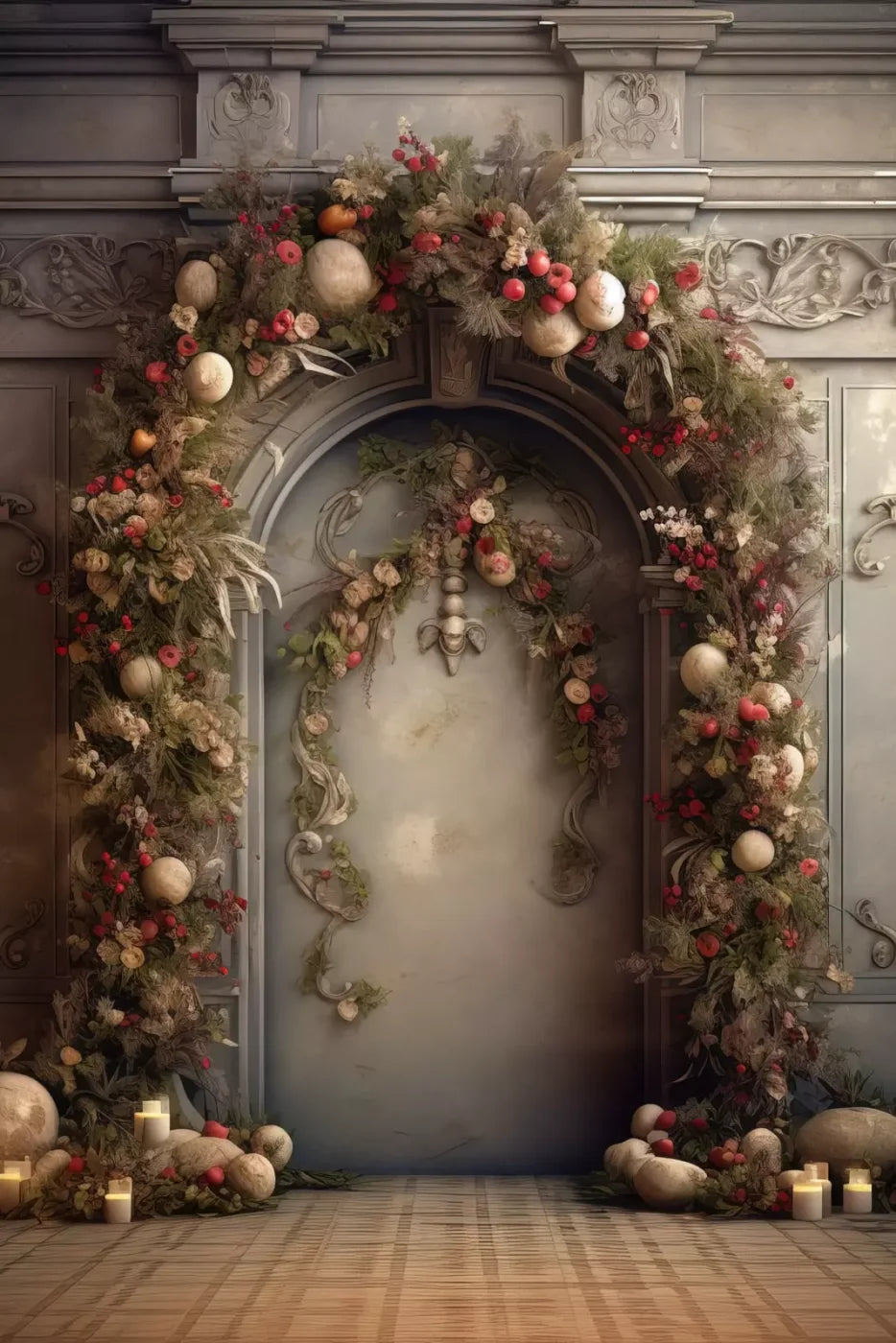 Victorian Christmas Arch 8’X12’ Ultracloth (96 X 144 Inch) Backdrop