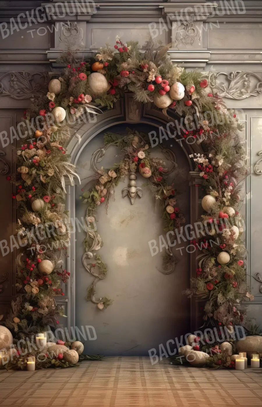 Victorian Christmas Arch 9’X14’ Ultracloth (108 X 168 Inch) Backdrop