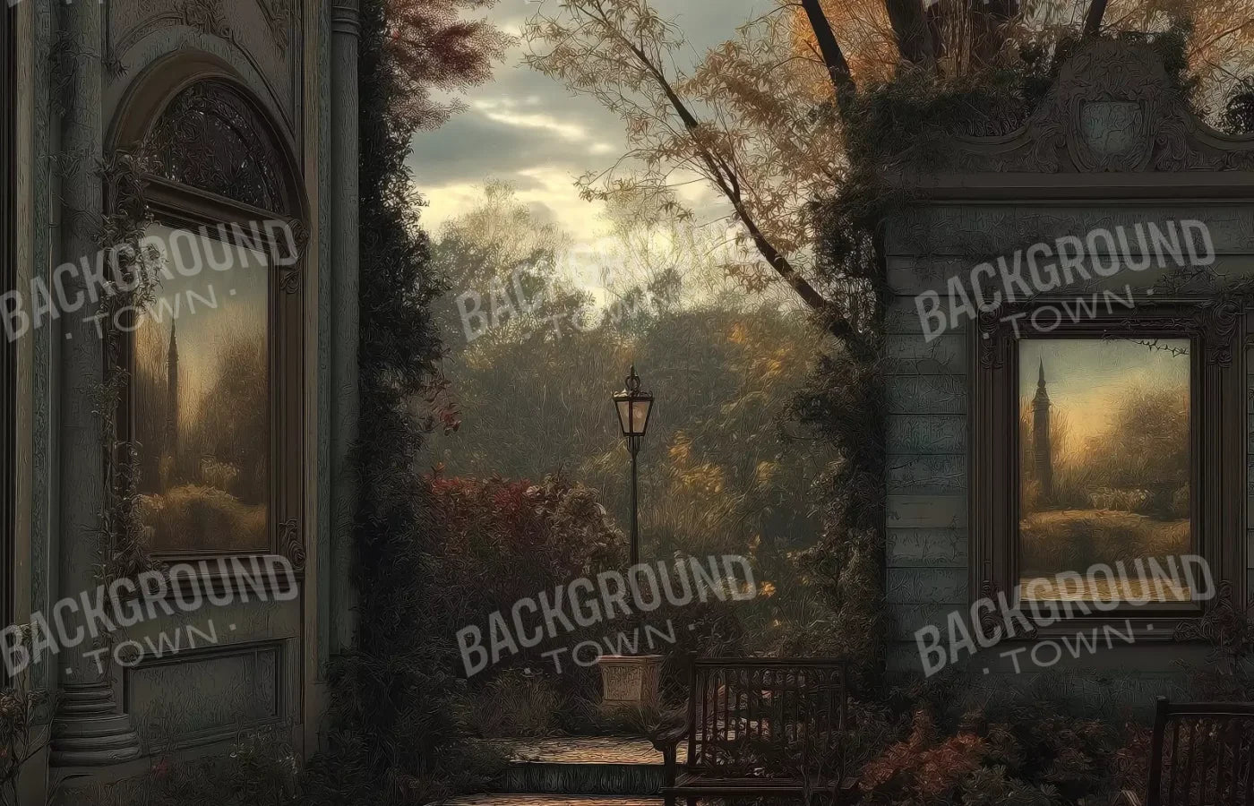 Victorian Courtyard 14’x9’ UltraCloth (168 x 108 inch) Backdrop