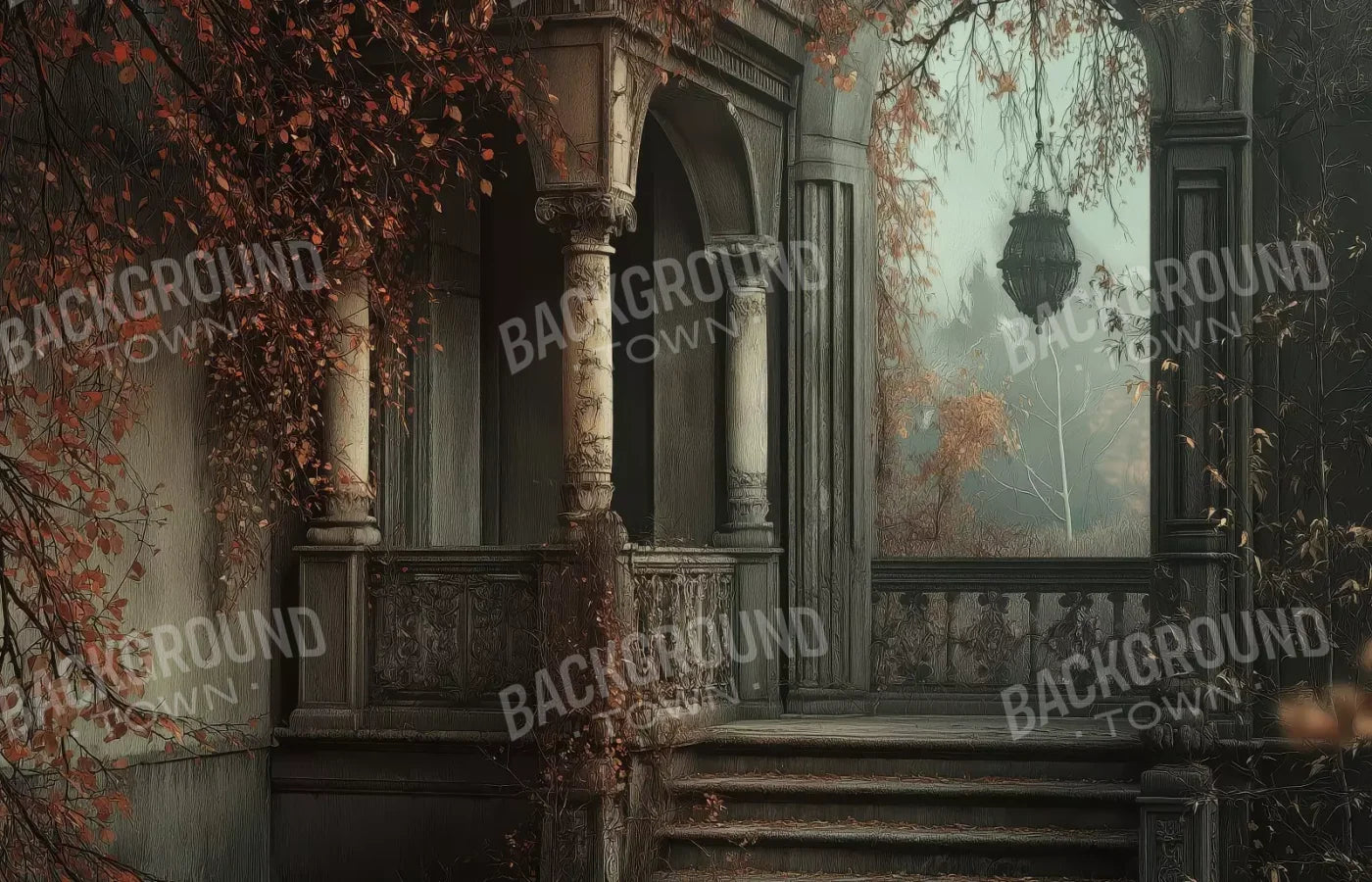 Victorian Courtyard Stairs 14’x9’ UltraCloth (168 x 108 inch) Backdrop