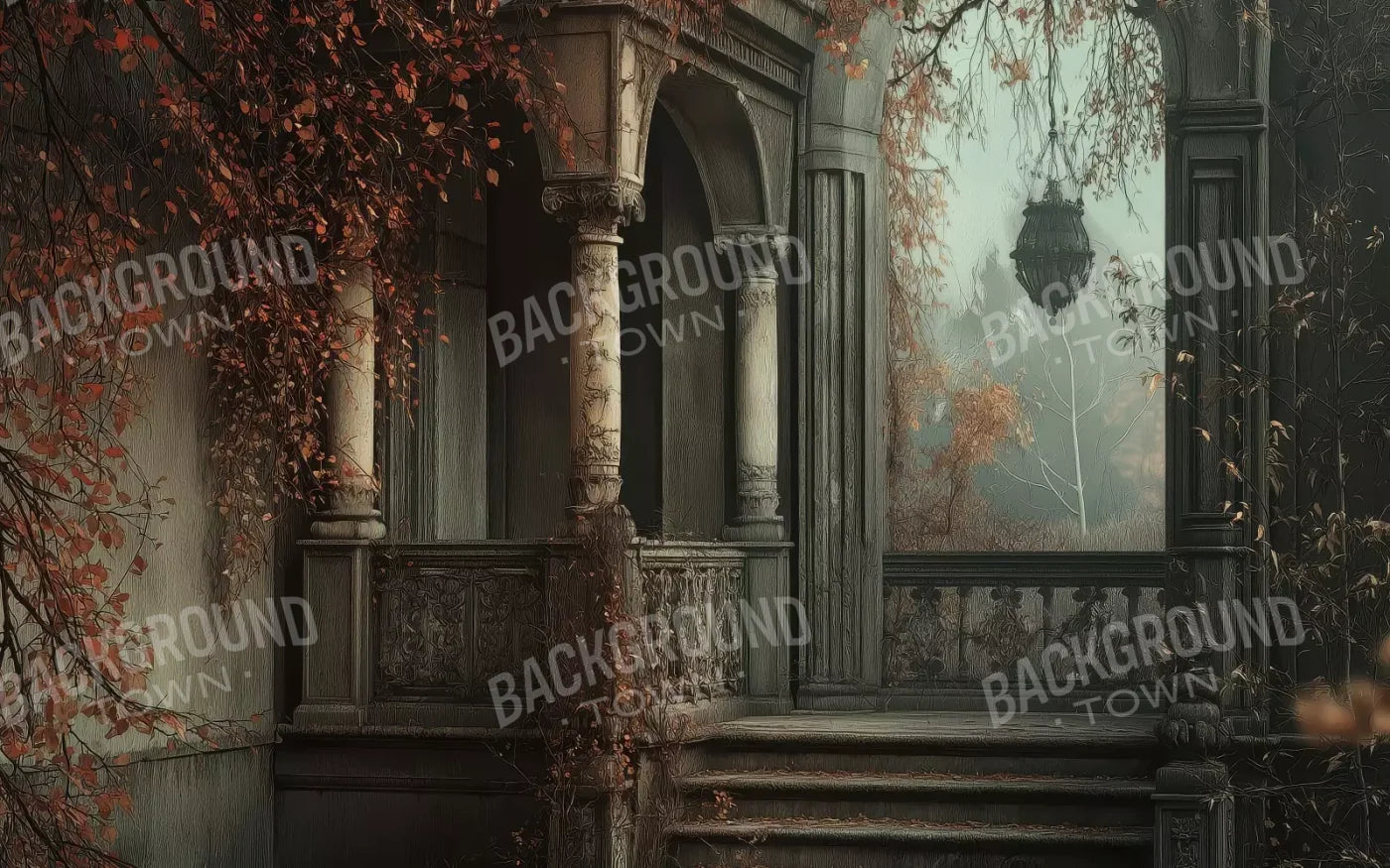 Victorian Courtyard Stairs 16’x10’ UltraCloth (192 x 120 inch) Backdrop