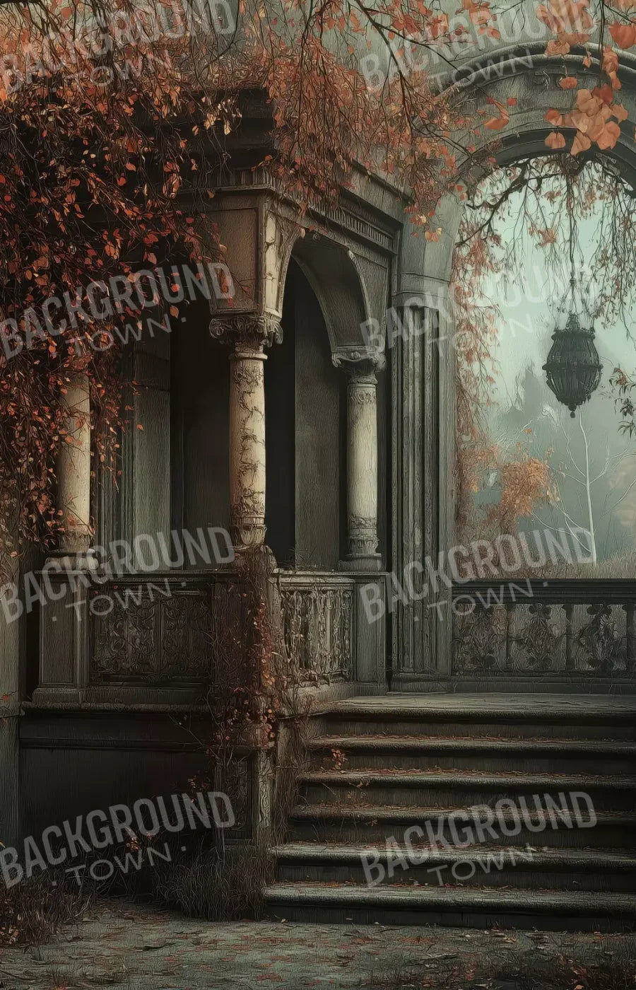 Victorian Courtyard Stairs 9’x14’ UltraCloth (108 x 168 inch) Backdrop
