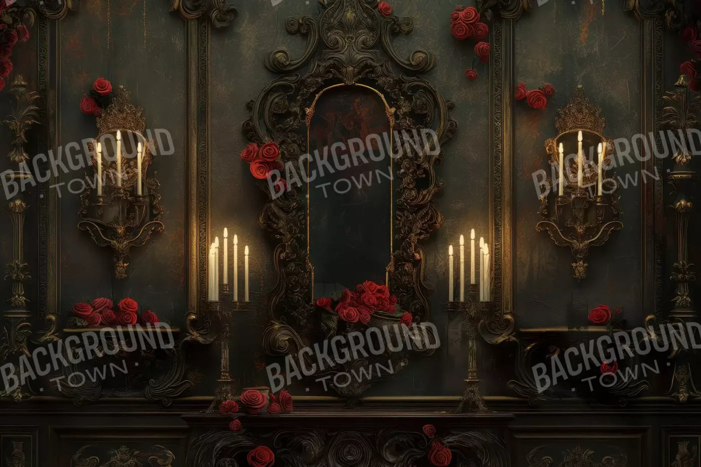 Victorian Gothic Entrance With Candles 12’x8’ UltraCloth (144 x 96 inch) Backdrop