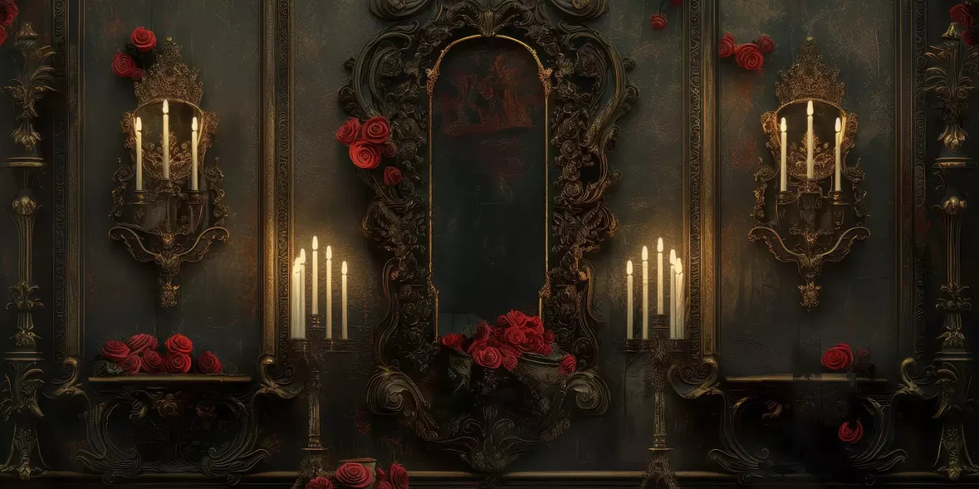 Victorian Gothic Entrance With Candles 20’x10’ UltraCloth (240 x 120 inch) Backdrop