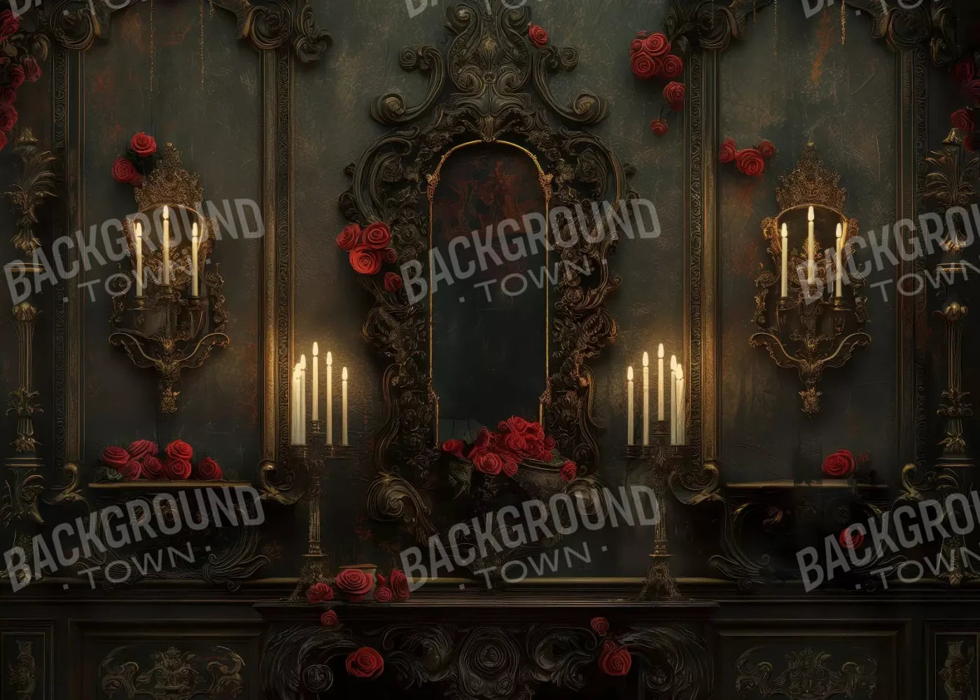 Victorian Gothic Entrance With Candles 7’x5’ UltraCloth (84 x 60 inch) Backdrop