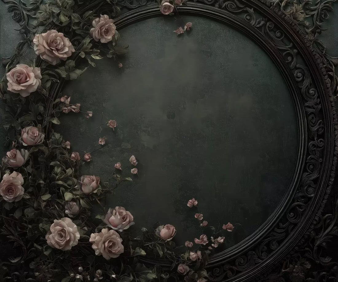 Victorian Gothic Frame With Flowers 5’x4’2 Fleece (60 x 50 inch) Backdrop