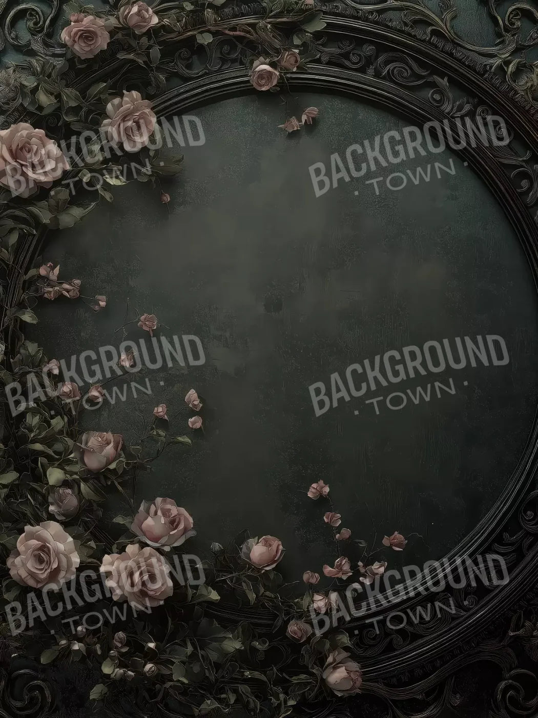 Victorian Gothic Frame With Flowers 5’x6’8 Fleece (60 x 80 inch) Backdrop