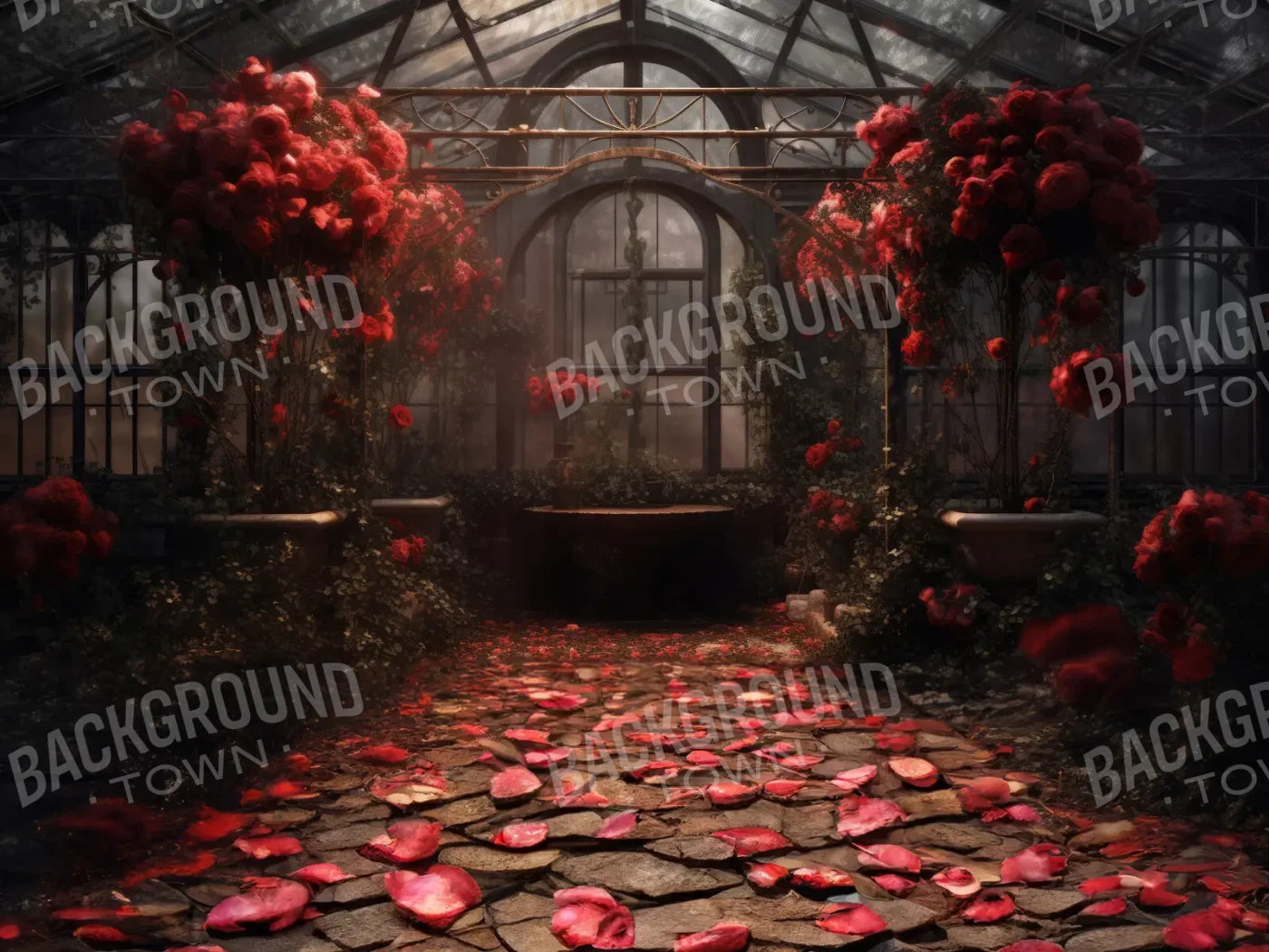 Victorian Greenhouse Petal Path 8’x6’ Fleece (96 x 72 inch) Backdrop
