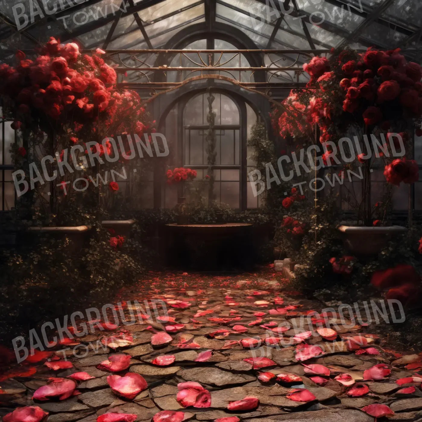 Victorian Greenhouse Petal Path 8’x8’ Fleece (96 x 96 inch) Backdrop