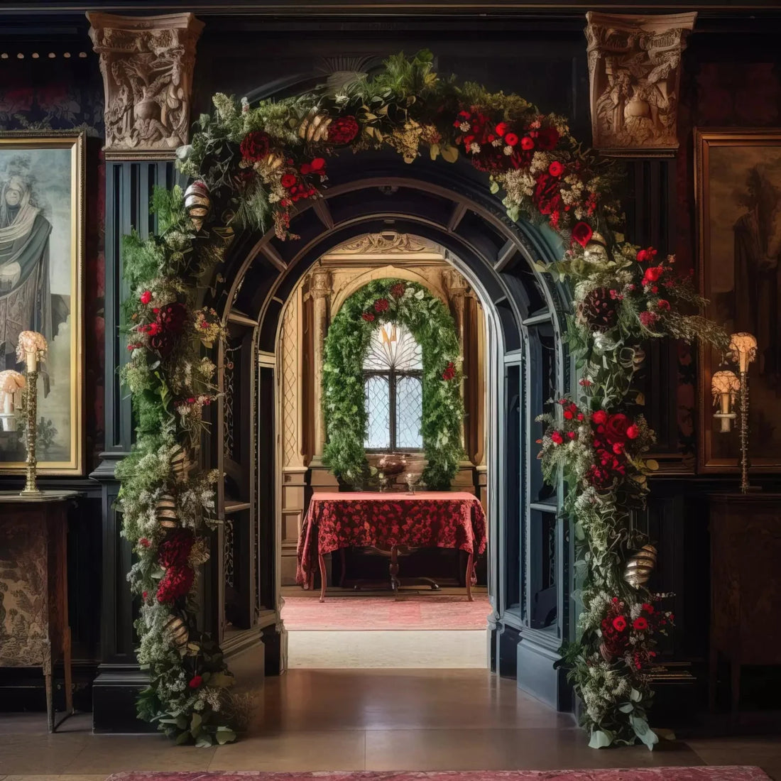 Victorian Holiday Arch 10X10 Ultracloth ( 120 X Inch ) Backdrop