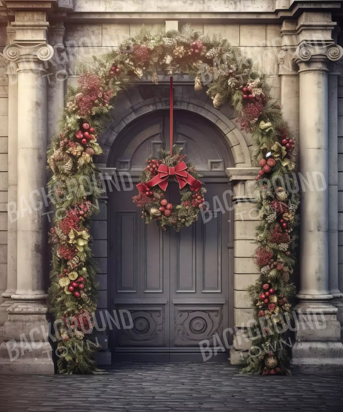 Victorian Holiday Doorway 10’X12’ Ultracloth (120 X 144 Inch) Backdrop
