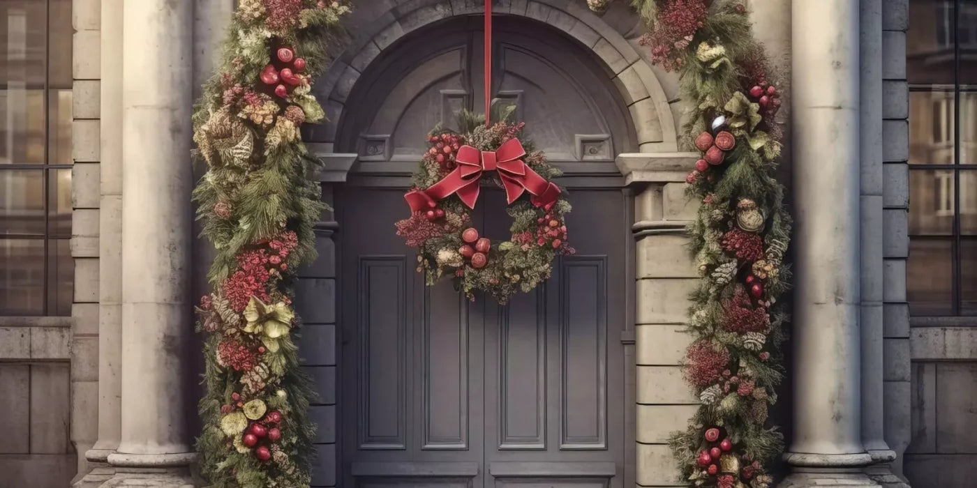 Victorian Holiday Doorway 20’X10’ Ultracloth (240 X 120 Inch) Backdrop