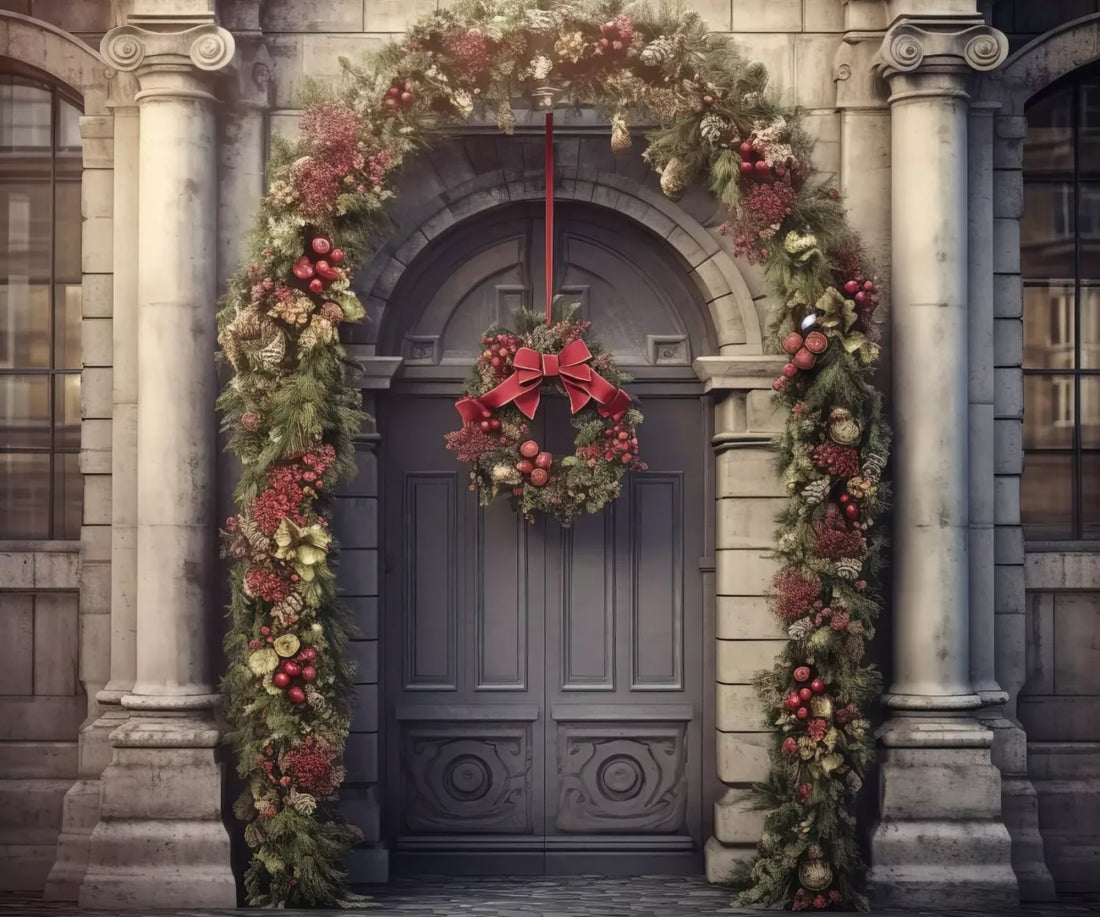 Victorian Holiday Doorway 5’X4’2 Fleece (60 X 50 Inch) Backdrop