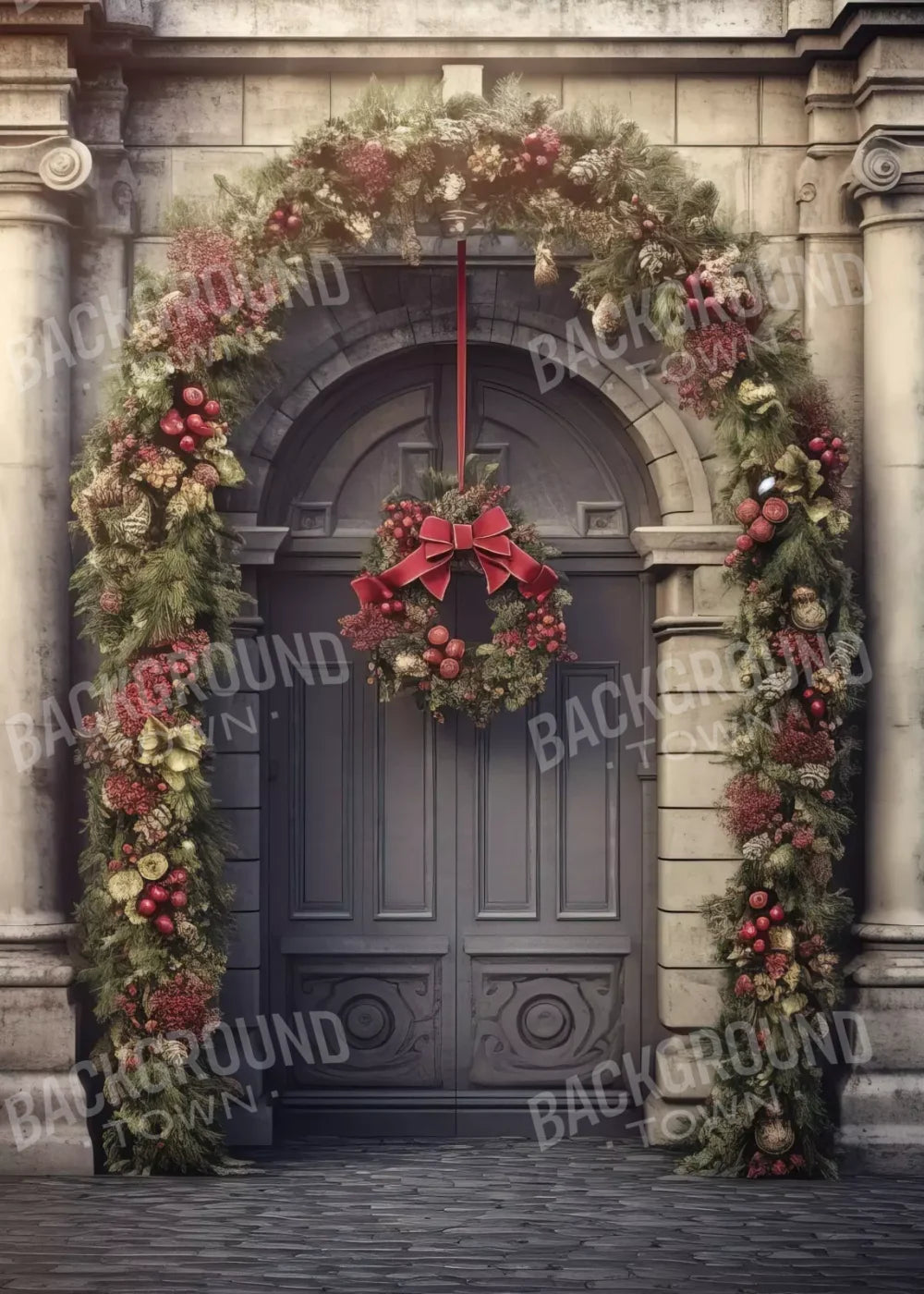 Victorian Holiday Doorway 5’X7’ Ultracloth (60 X 84 Inch) Backdrop