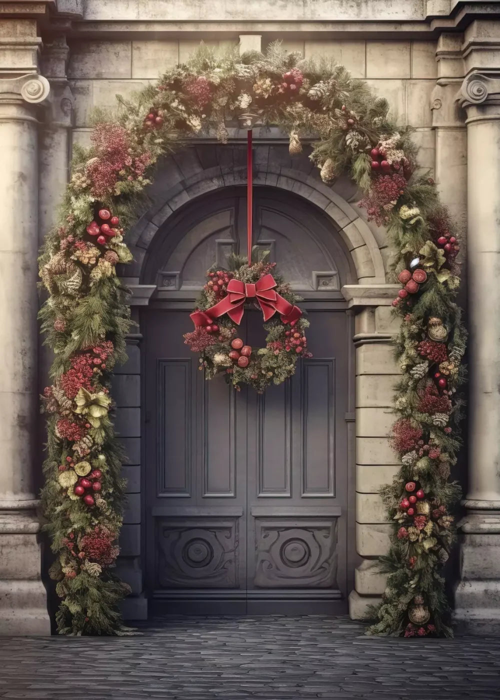 Victorian Holiday Doorway 5’X7’ Ultracloth (60 X 84 Inch) Backdrop