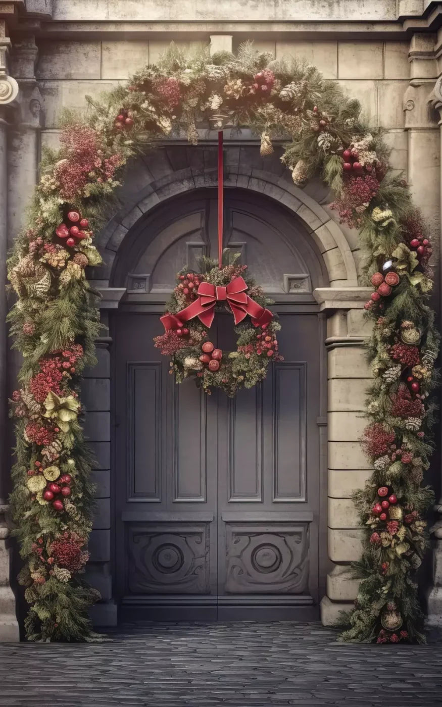 Victorian Holiday Doorway 5’X8’ Ultracloth (60 X 96 Inch) Backdrop