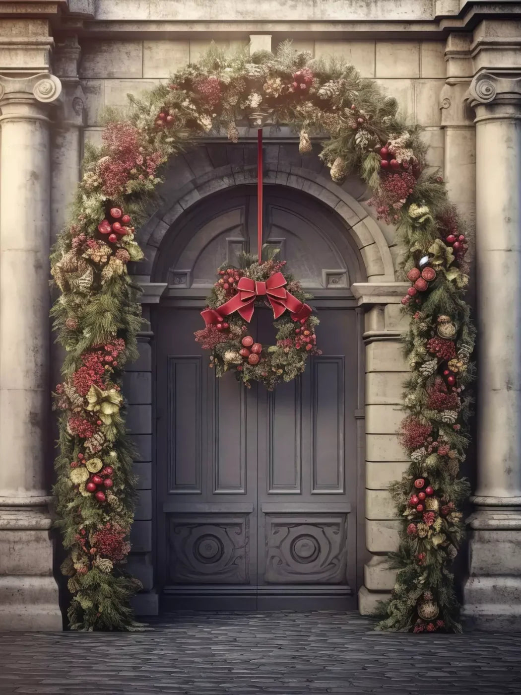 Victorian Holiday Doorway 6’X8’ Fleece (72 X 96 Inch) Backdrop