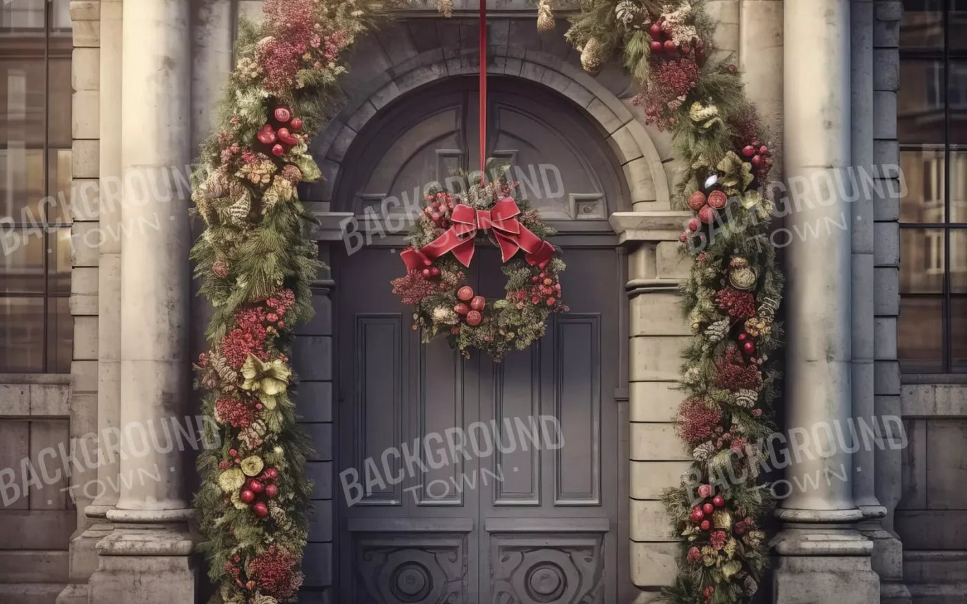 Victorian Holiday Doorway 8’X5’ Ultracloth (96 X 60 Inch) Backdrop