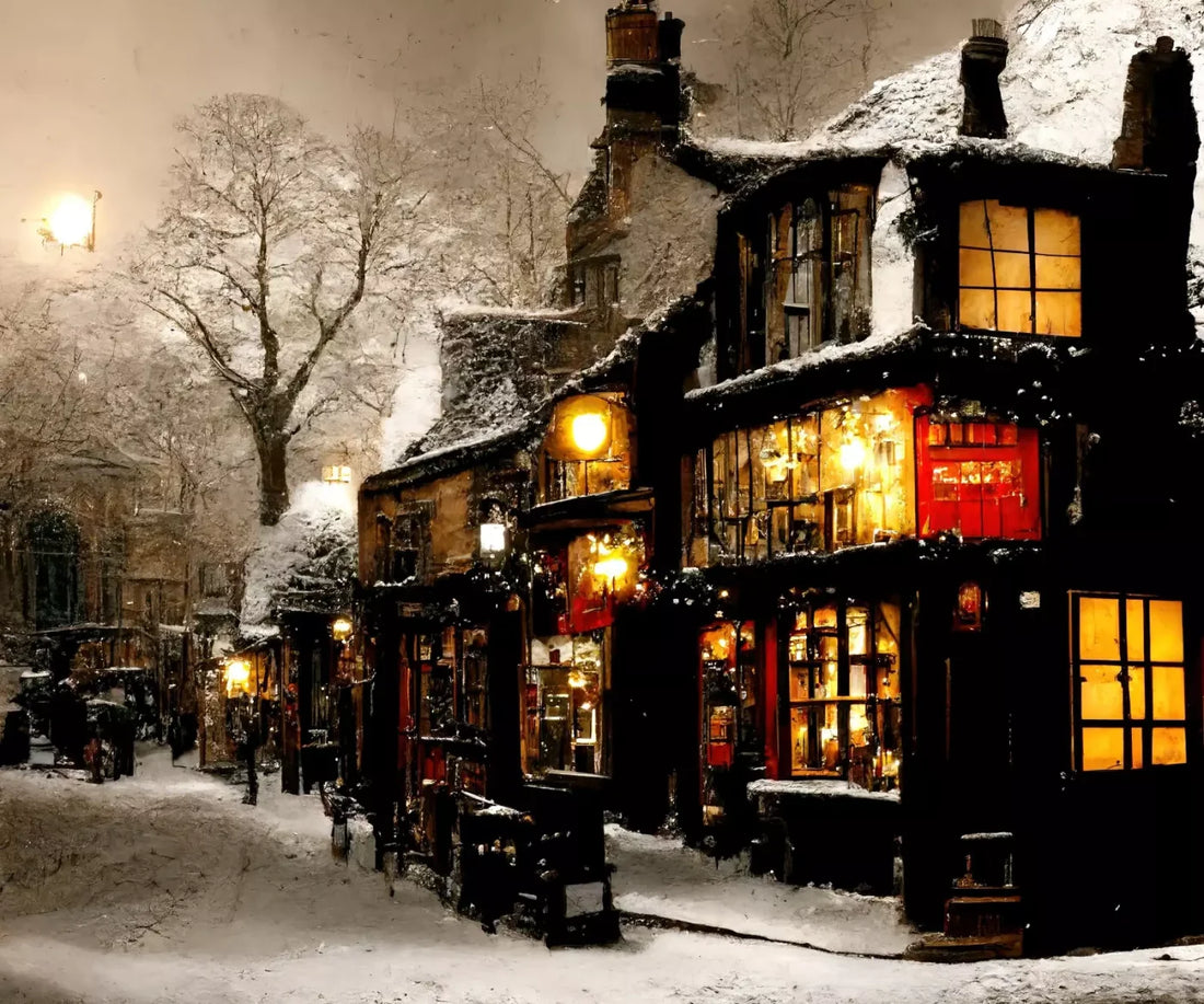 Victorian Holiday Storefront 5’X4’2 Fleece (60 X 50 Inch) Backdrop