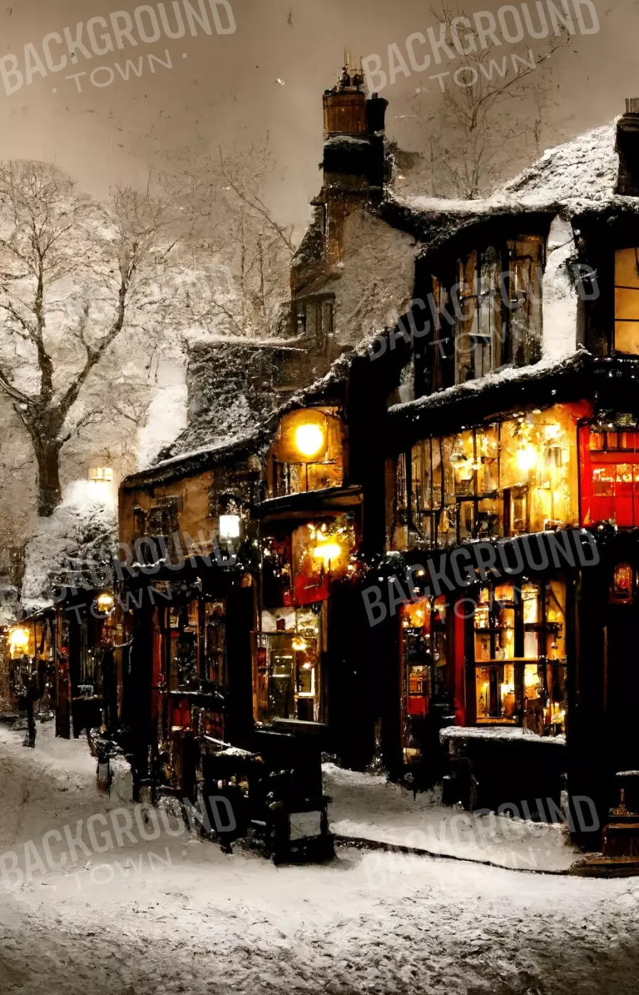 Victorian Holiday Storefront 9’X14’ Ultracloth (108 X 168 Inch) Backdrop