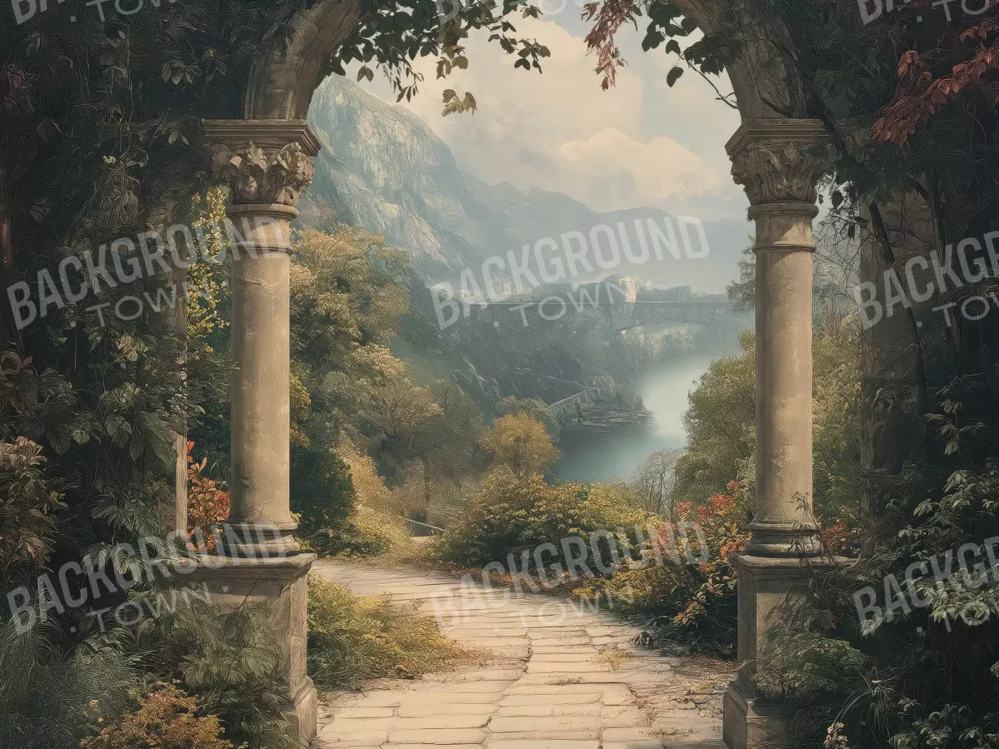 Victorian Outside Arch 6’8x5’ Fleece (80 x 60 inch) Backdrop